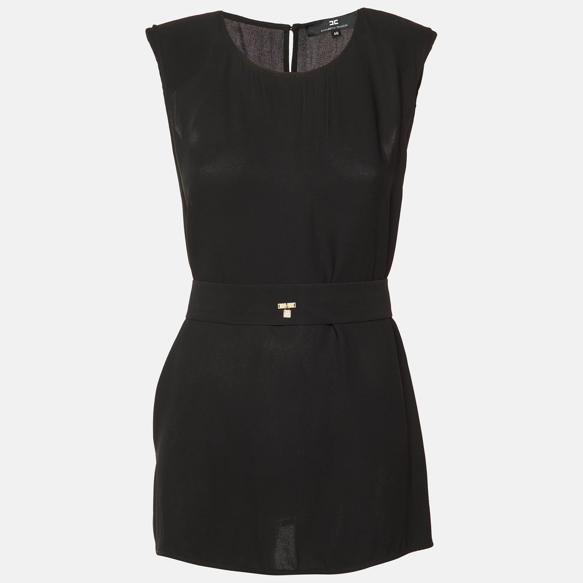 Elisabetta Franchi Black Chiffon Belted Open Back Top L
Elisabetta Franchi Black Chiffon Belted Open Back Top L