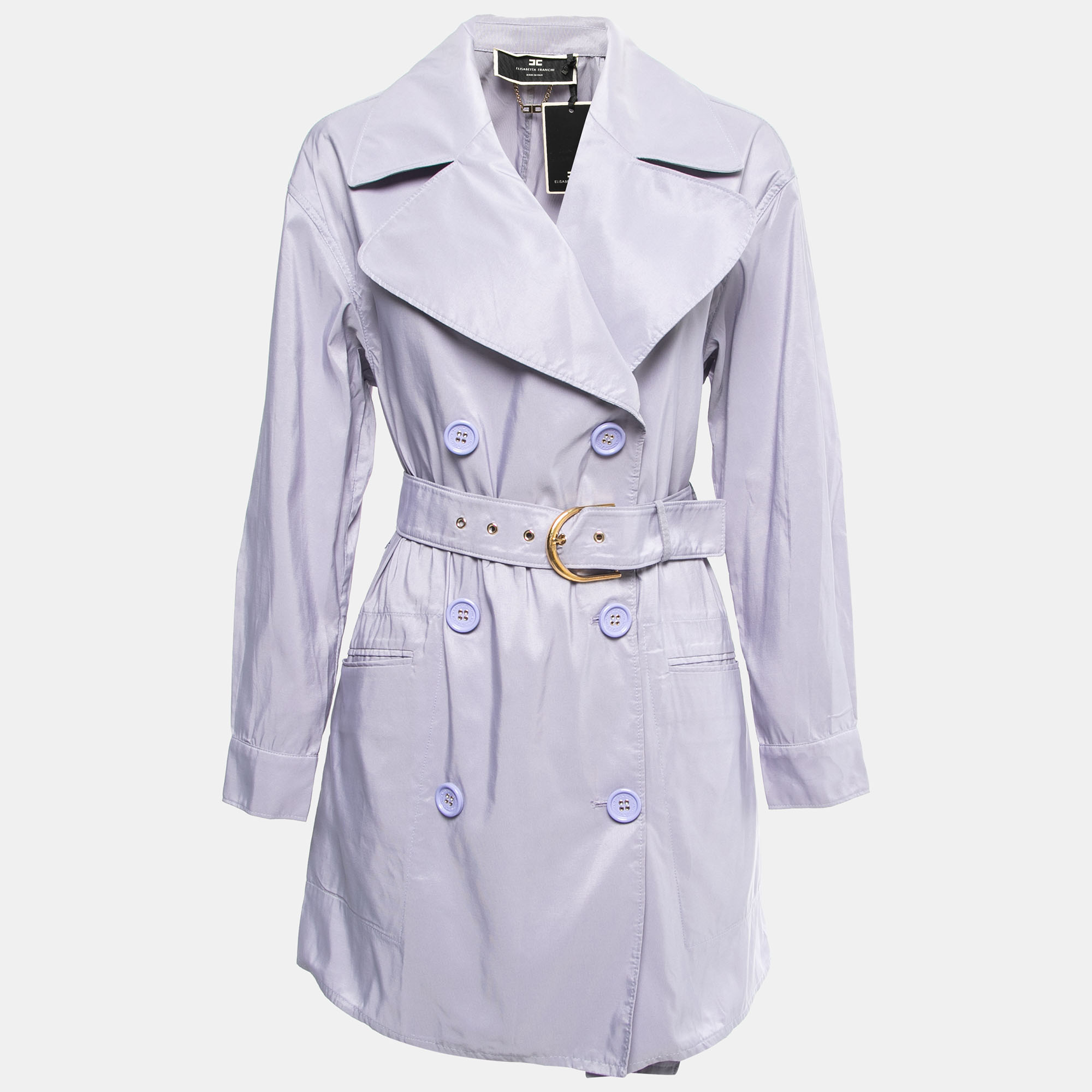 Elisabetta franchi purple synthetic belted coat s
