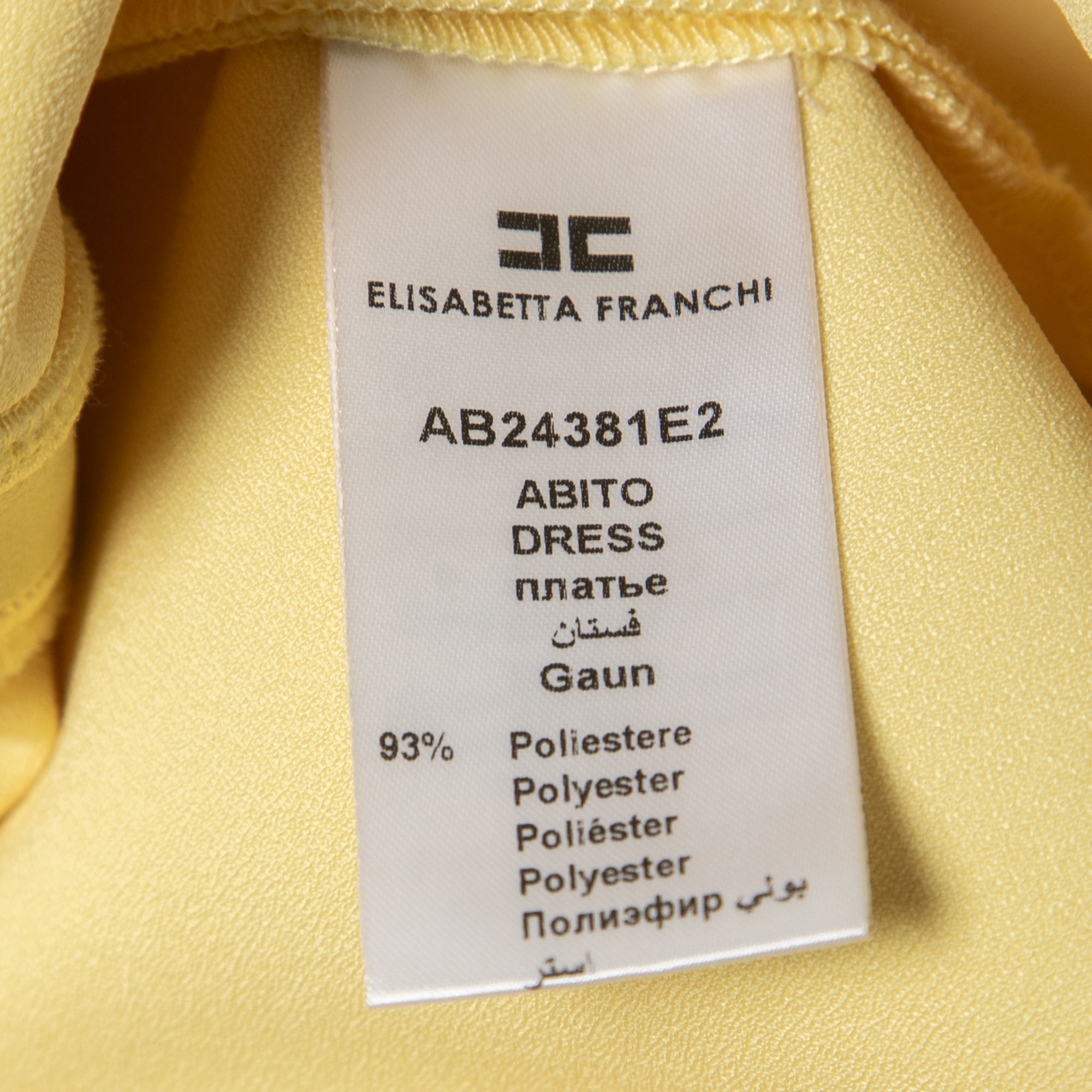Elisabetta Franchi Yellow Crepe Bow Detail Sleeveless Mini Dress S