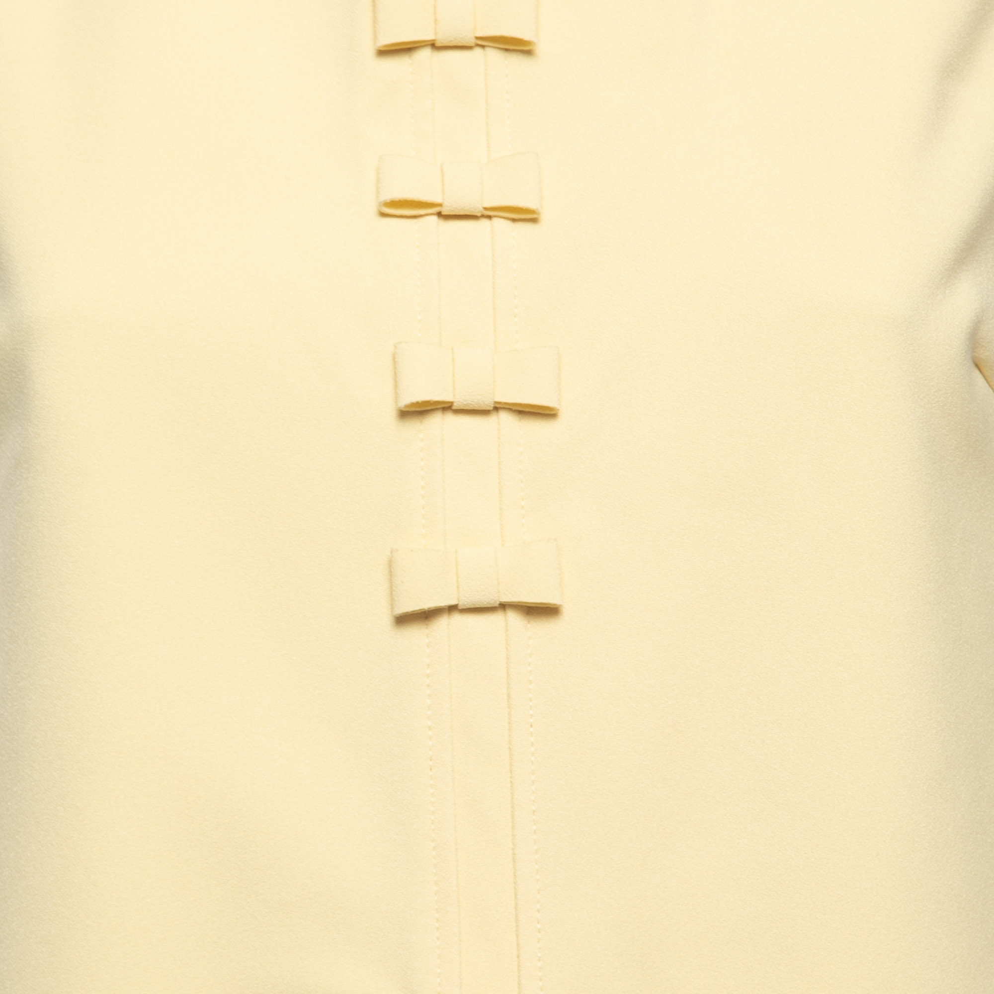 Elisabetta Franchi Yellow Crepe Bow Detail Sleeveless Mini Dress S