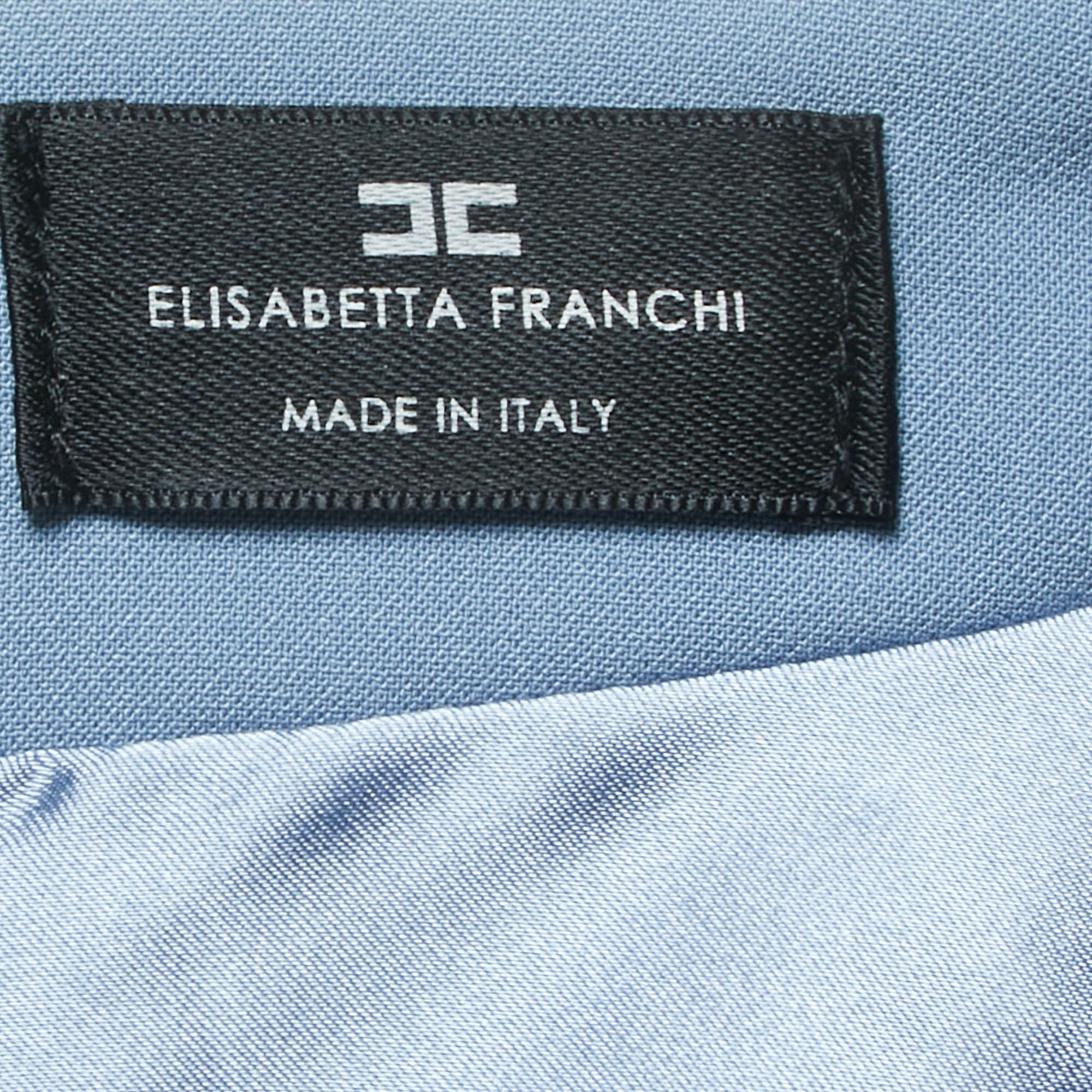 Elisabetta Franchi Blue Crepe Lapel Detail Jumpsuit S