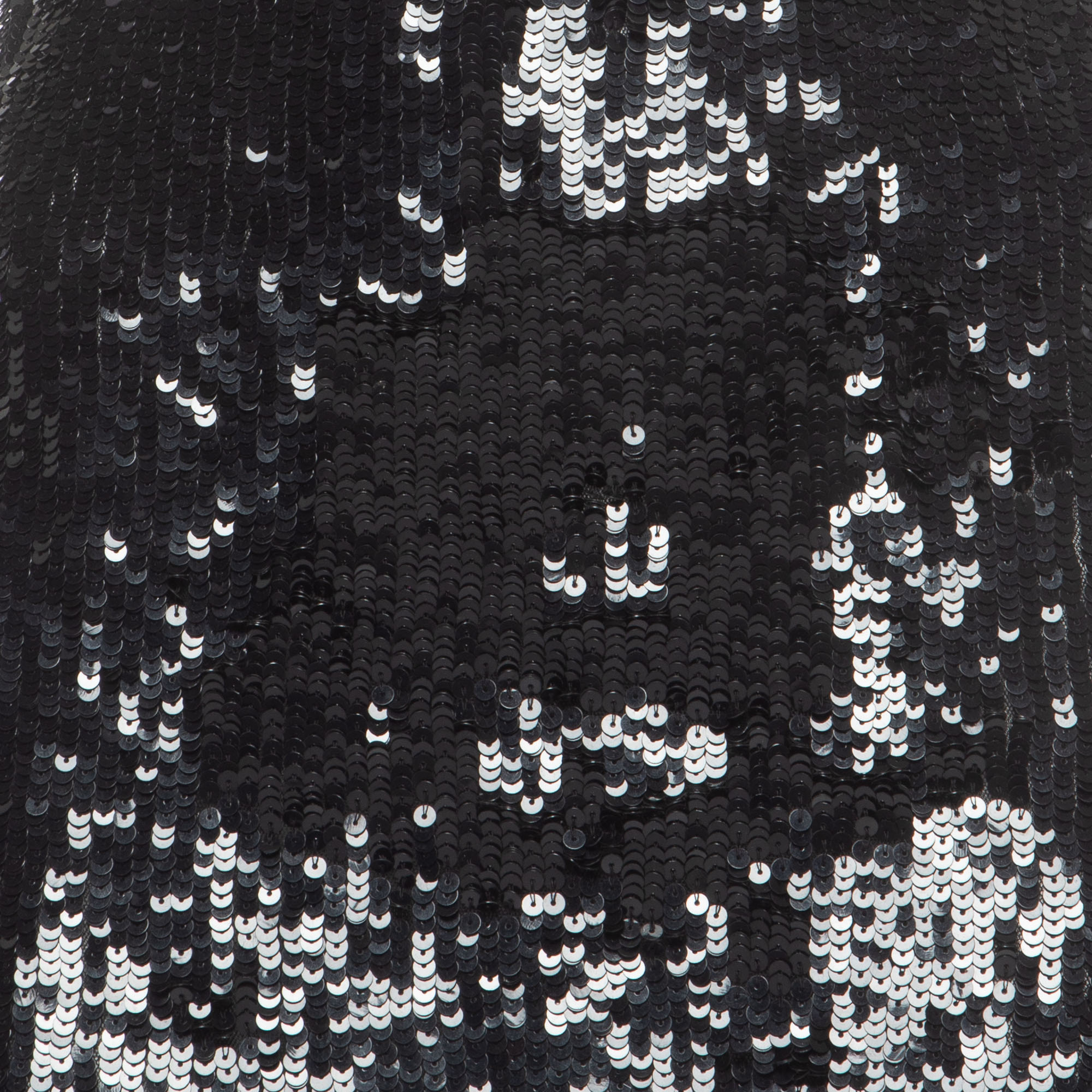 Elisabetta Franchi Black Striped Sequined Mesh Sleeveless Long Dress L