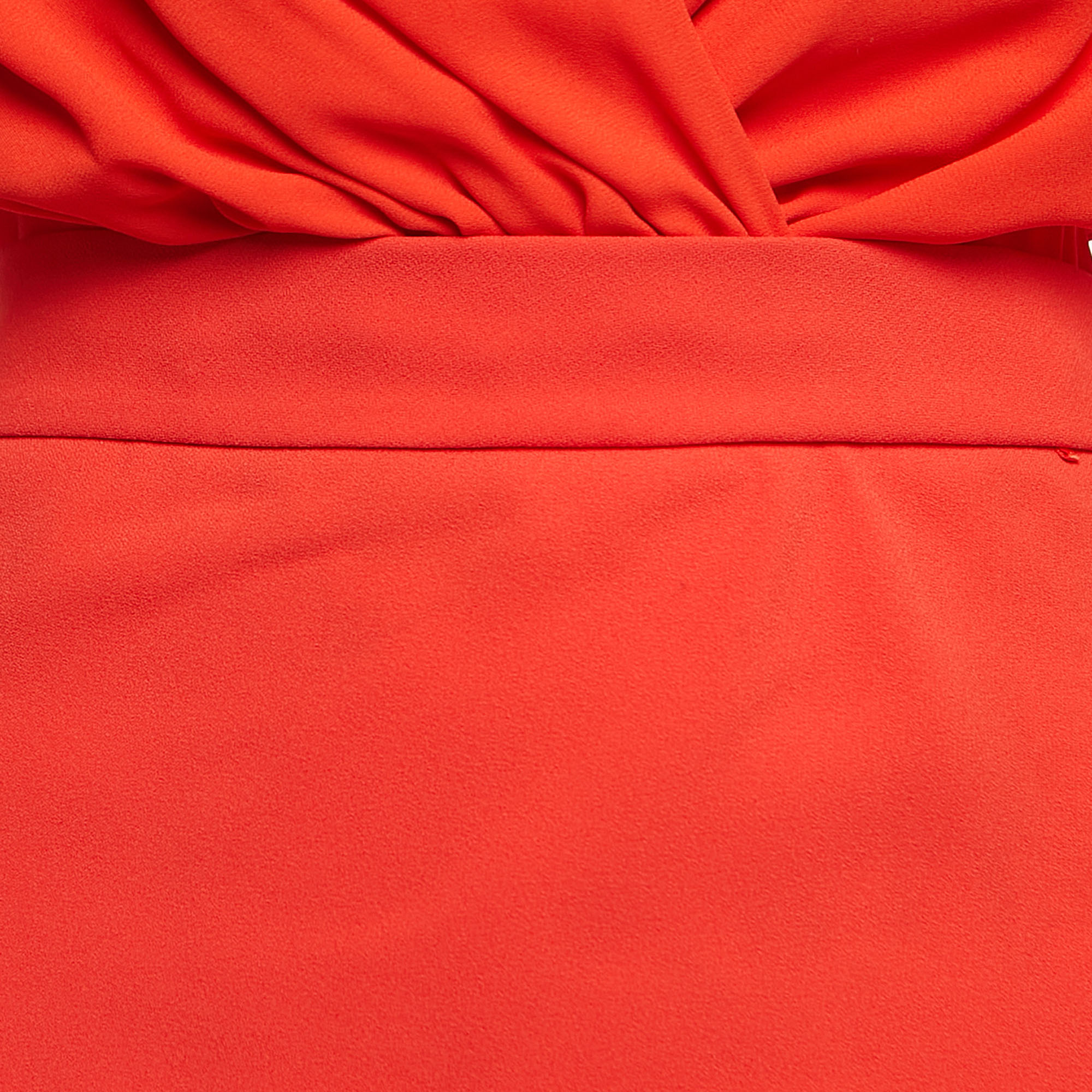Elisabetta Franchi Orange Crepe Cutout Mini Dress S