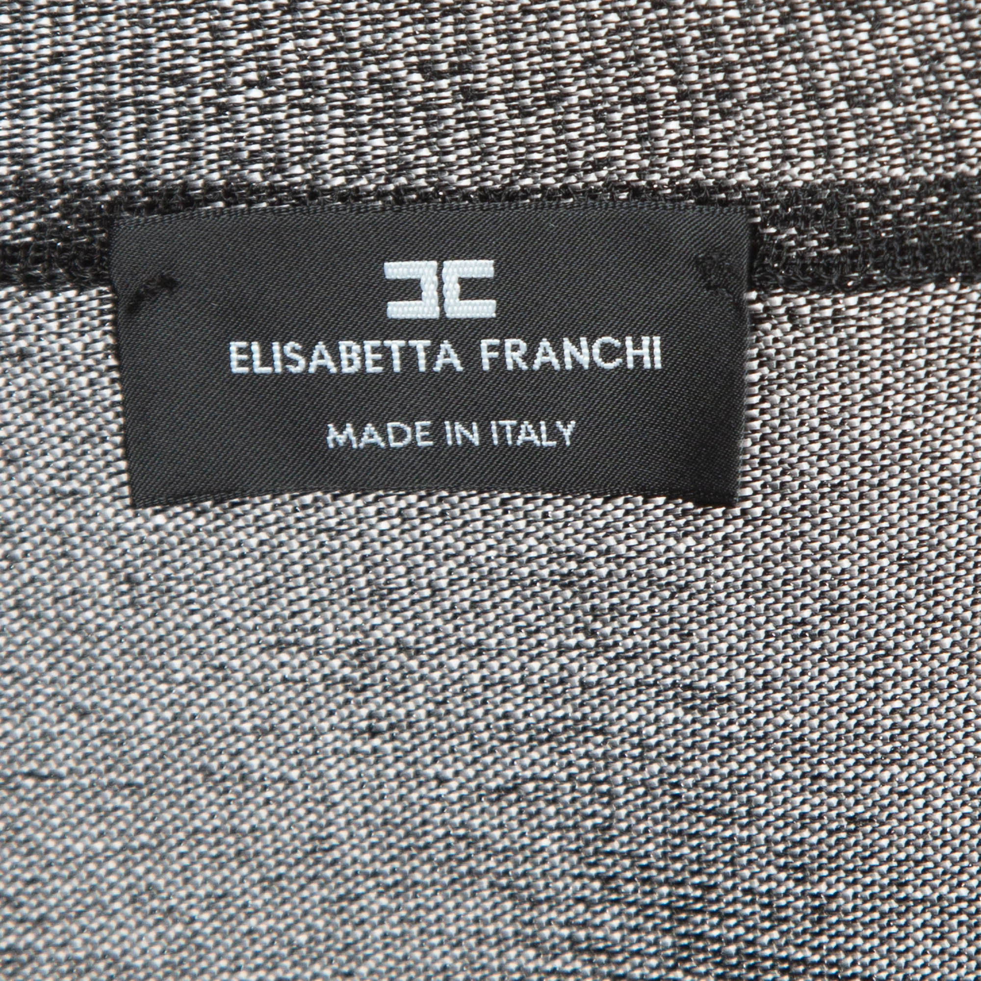 Elisabetta Franchi Black Lurex Knit Button Front Cardigan L