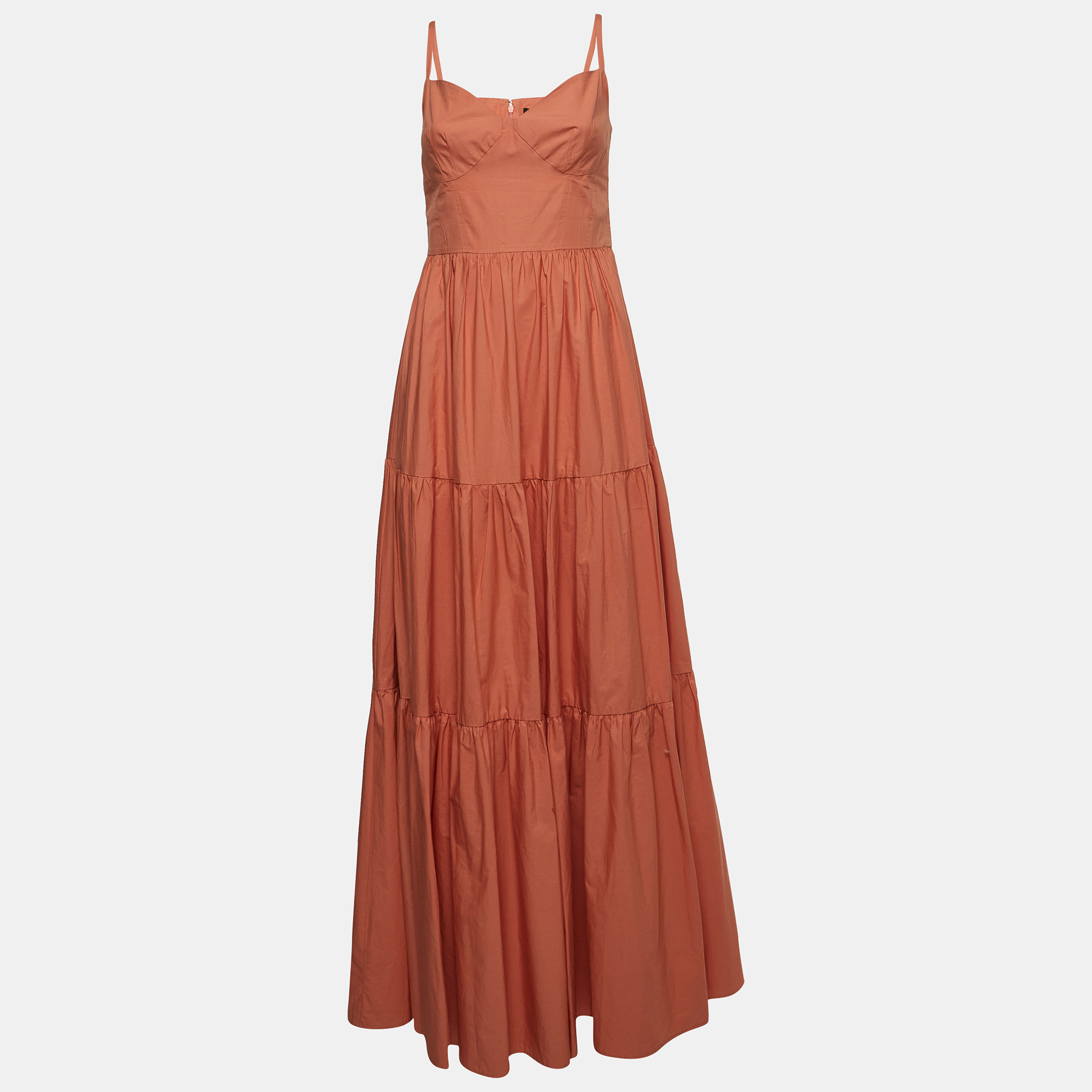 Elisabetta Franchi Orange Cotton Maxi Dress XL