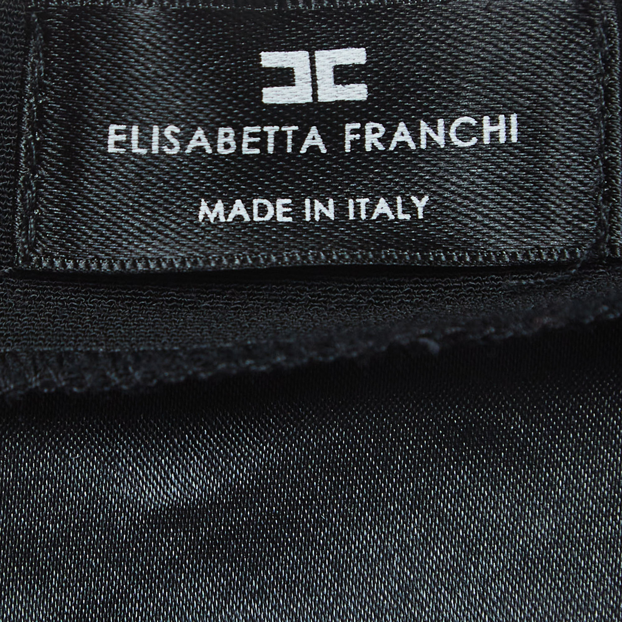 Elisabetta Franchi Black Floral Print Crepe Pleated Semi Sheer Midi Skirt S