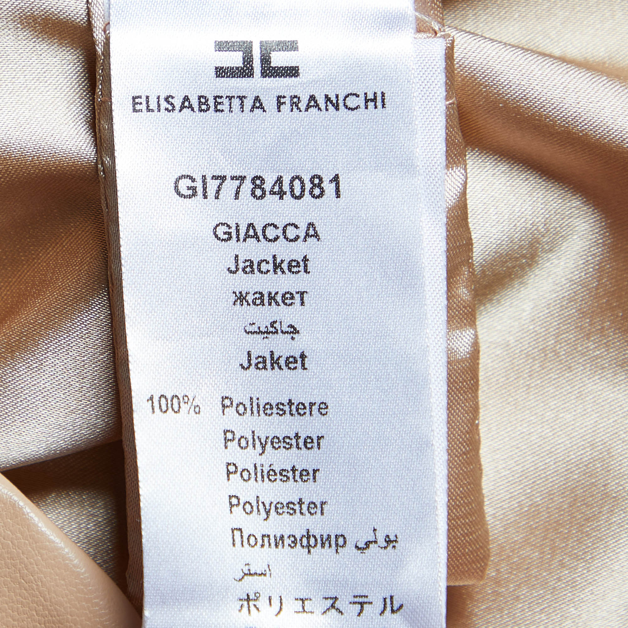 Elisabetta Franchi Beige Faux Leather Belt Detail Jacket L