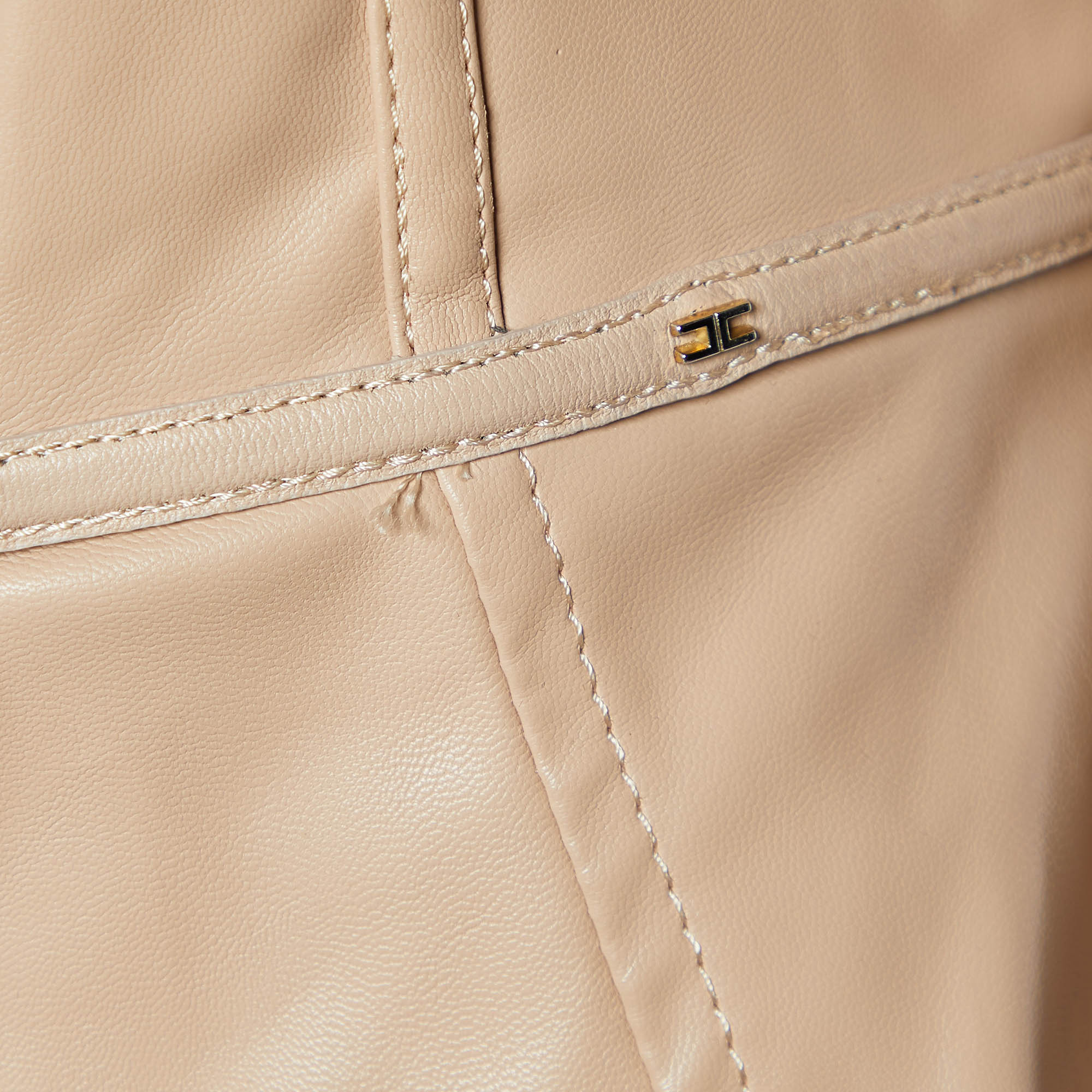 Elisabetta Franchi Beige Faux Leather Belt Detail Jacket L