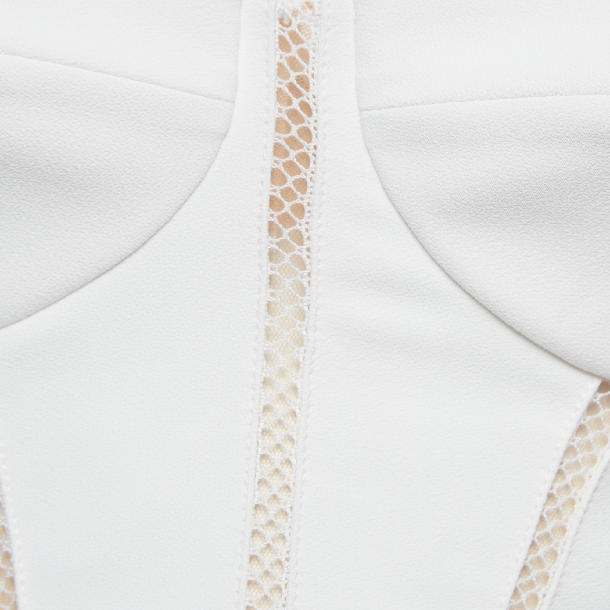 Elisabetta Franchi White Crepe Strapless Padded Crop Top S