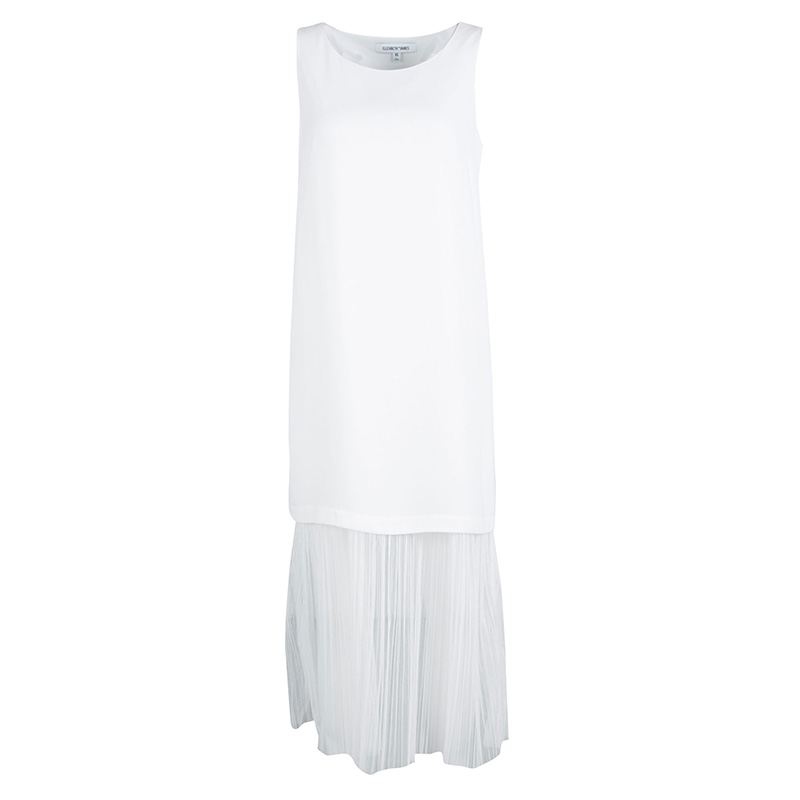 Image of Elizabeth and James White Tulle Underlay Sleeveless Kisa Midi Dress XS