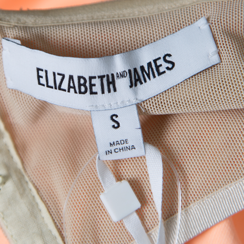 Elizabeth & James Sunwashed Orange Ponte Knit Strapless Addilyn Crop Top S