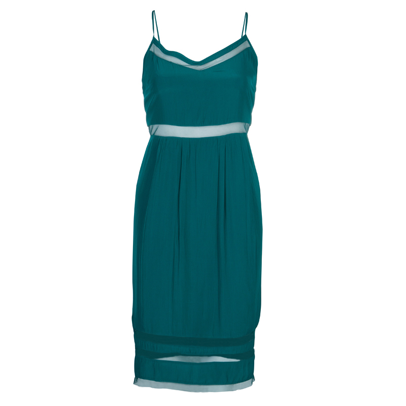 

Elizabeth and James Sea Green Mesh Insert Sleeveless Dress