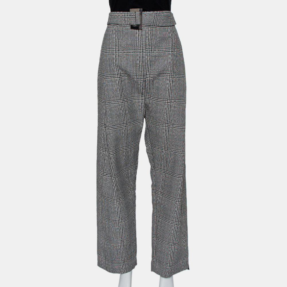 Ellery monochrome wool high rise kool aid belted trousers m