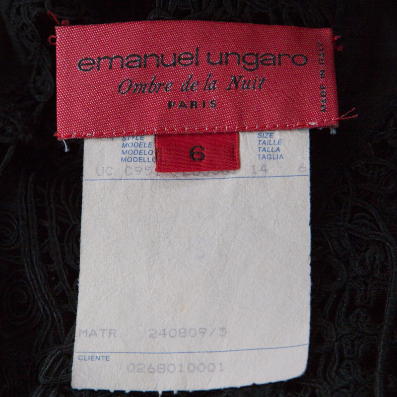 Emanuel Ungaro Ombre De La Nuit Vintage Black Lace Sleeveless Cropped Blouse M