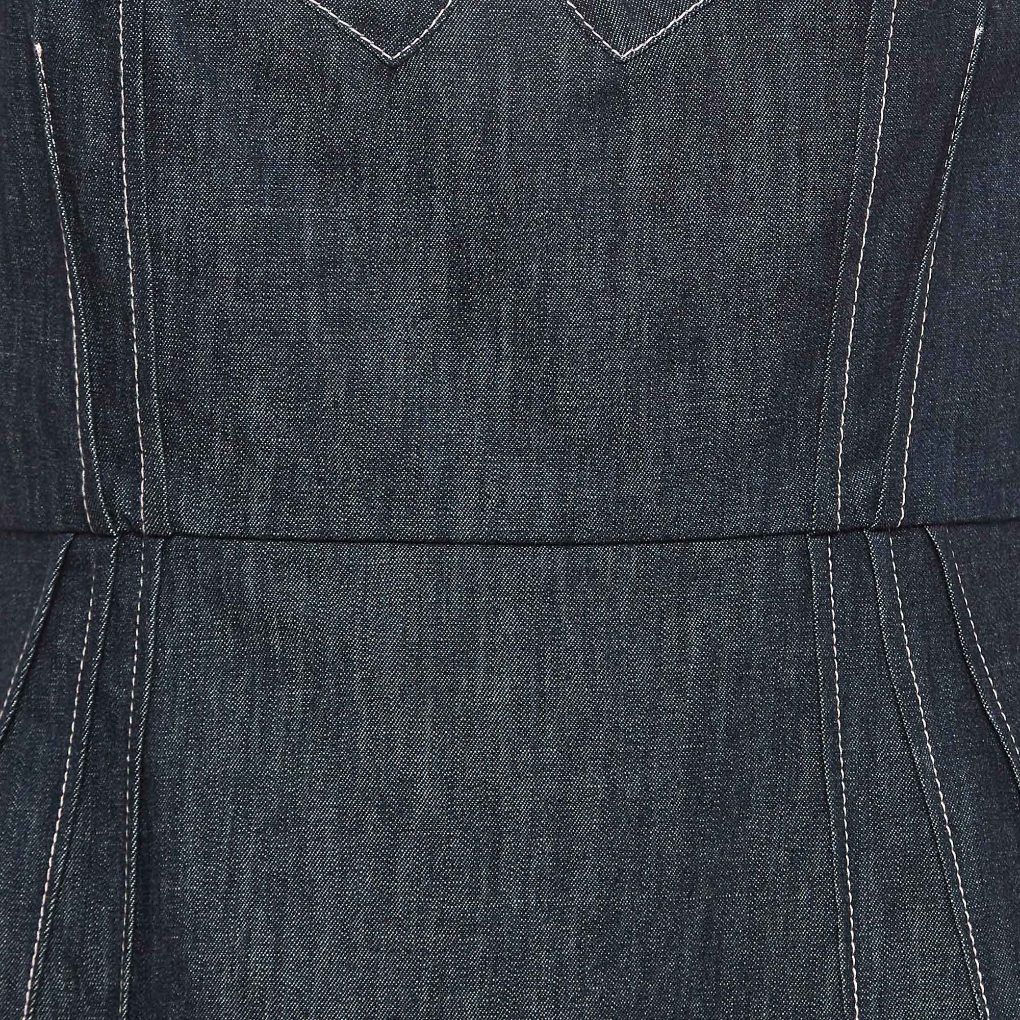 Emilia Wickstead Blue Apple Denim Bustier Top L