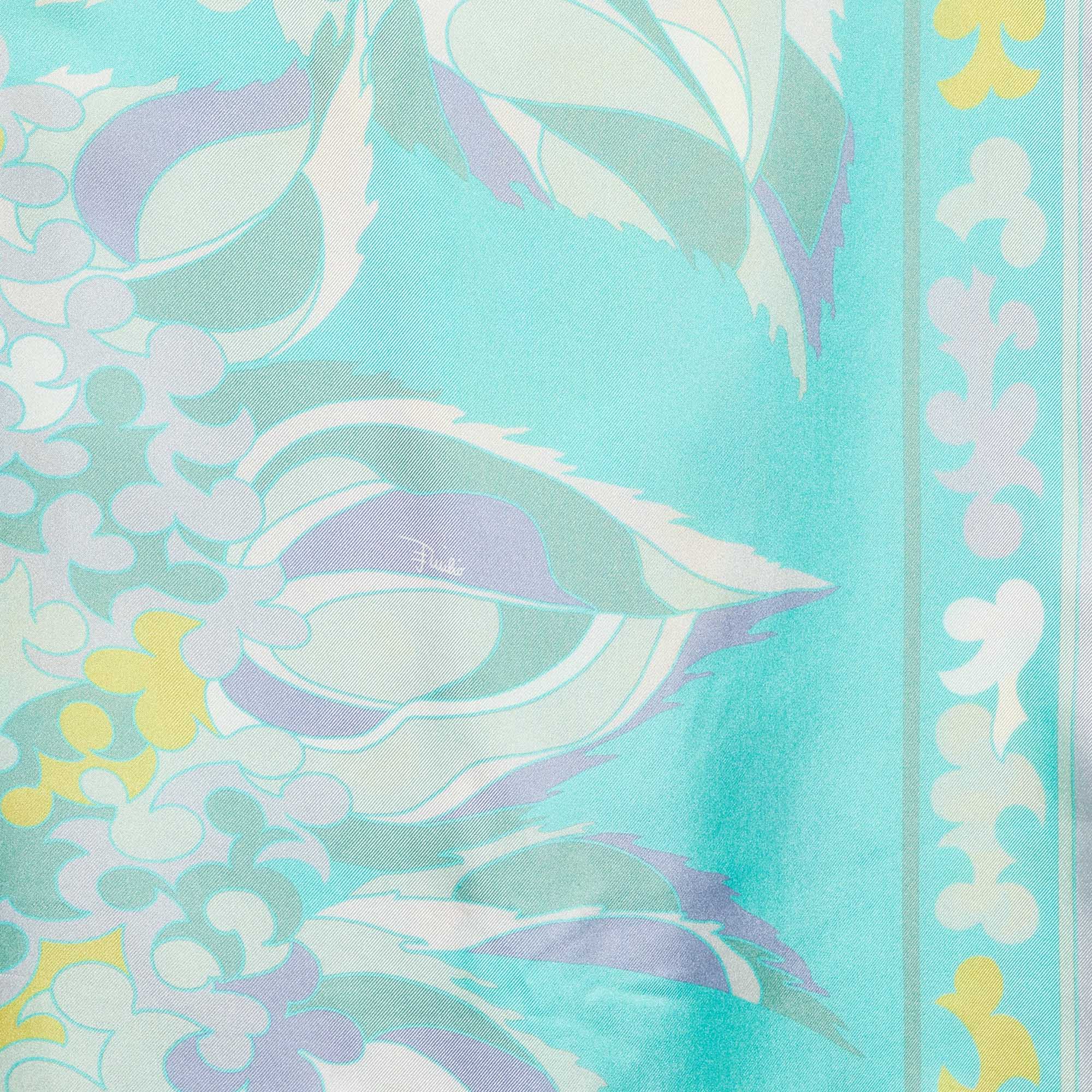 Emilio Pucci Mint Blue Printed Silk Shawl