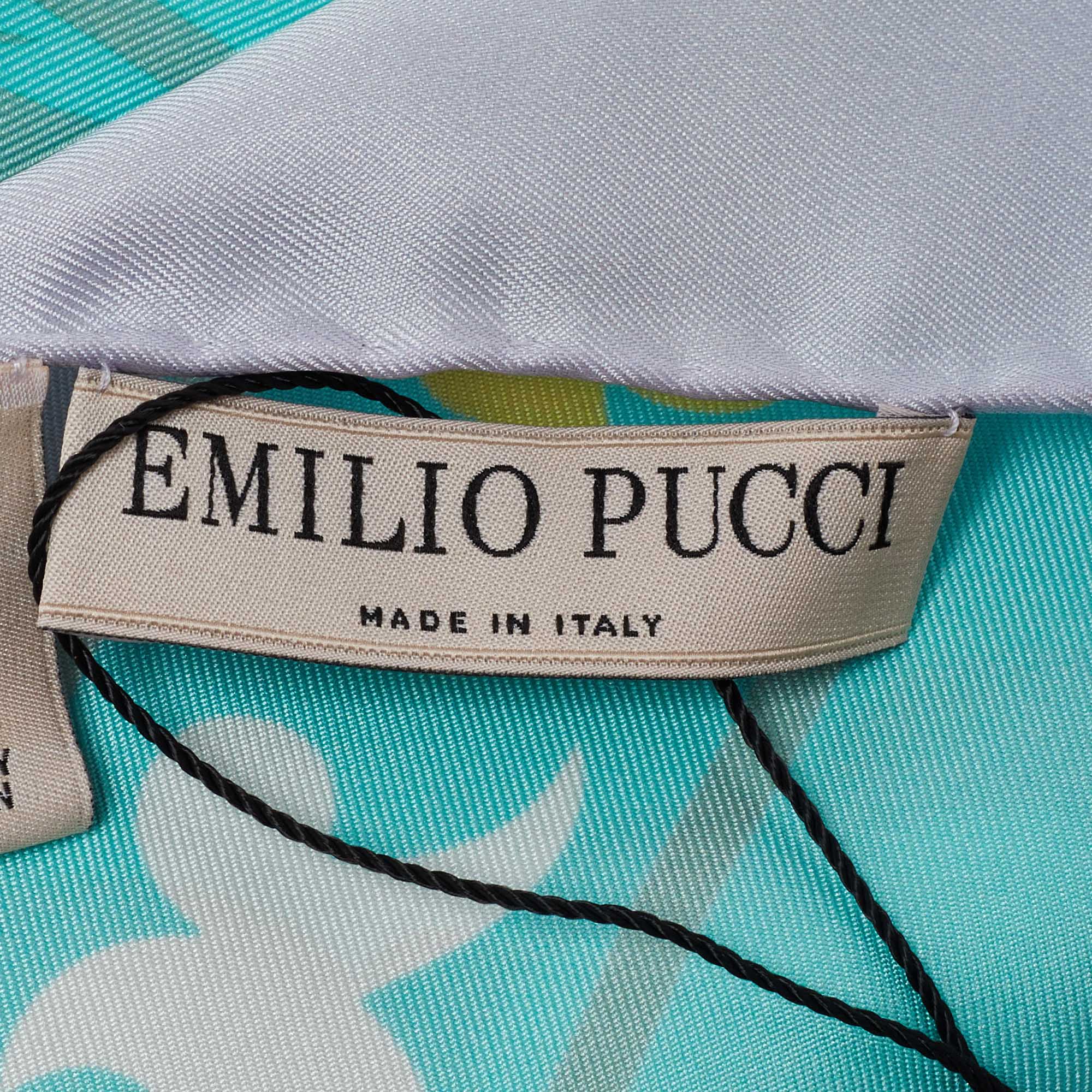 Emilio Pucci Mint Blue Printed Silk Shawl