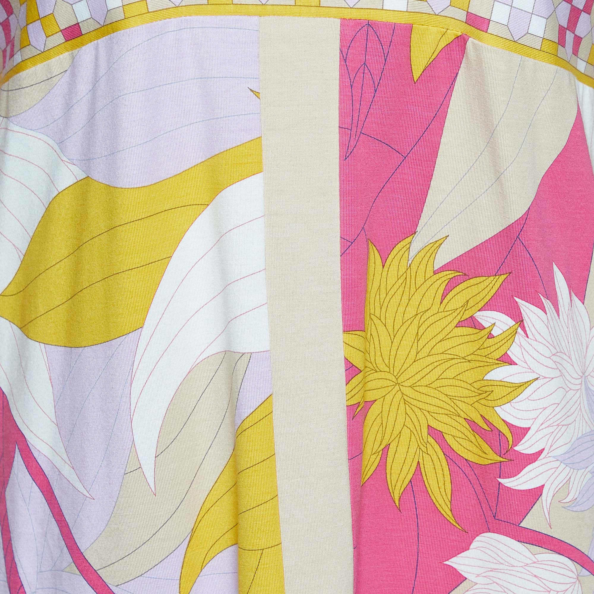 Emilio Pucci Multicolor Printed Cotton Knit Midi Dress M