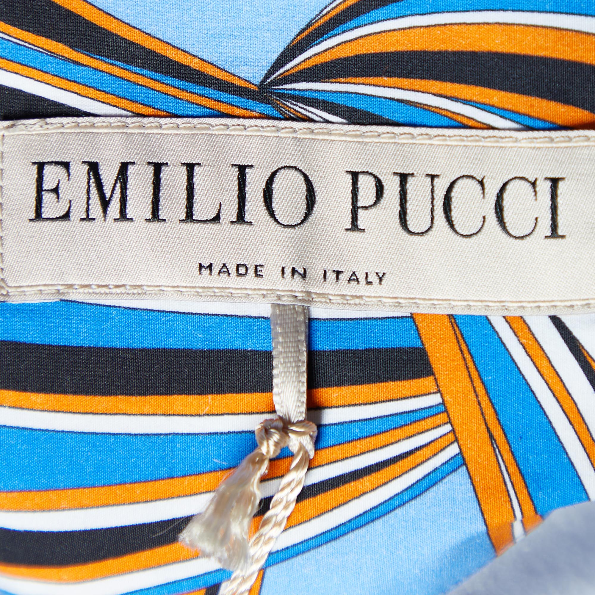 Emilio Pucci Multicolor Printed Cotton Wrap Detail Button Front Shirt Dress M