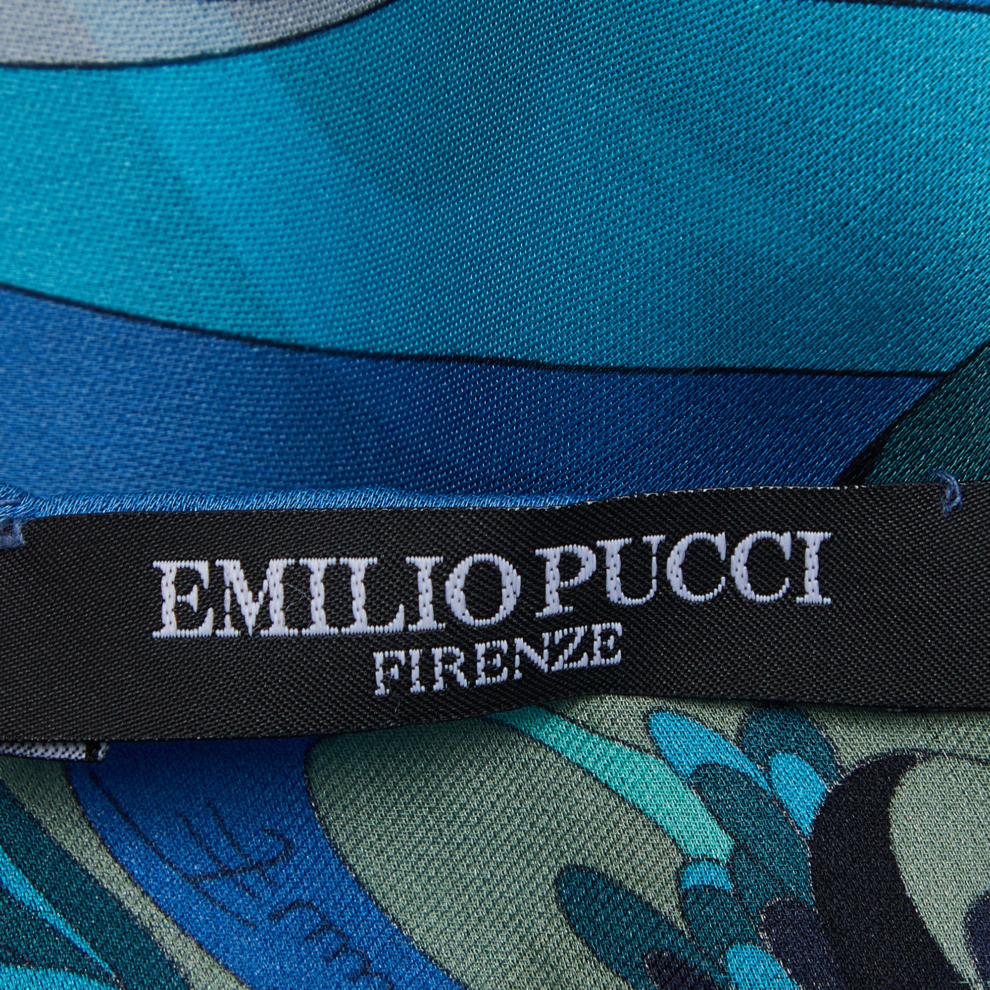 Emilio Pucci Blue Floral Print Silk Scarf