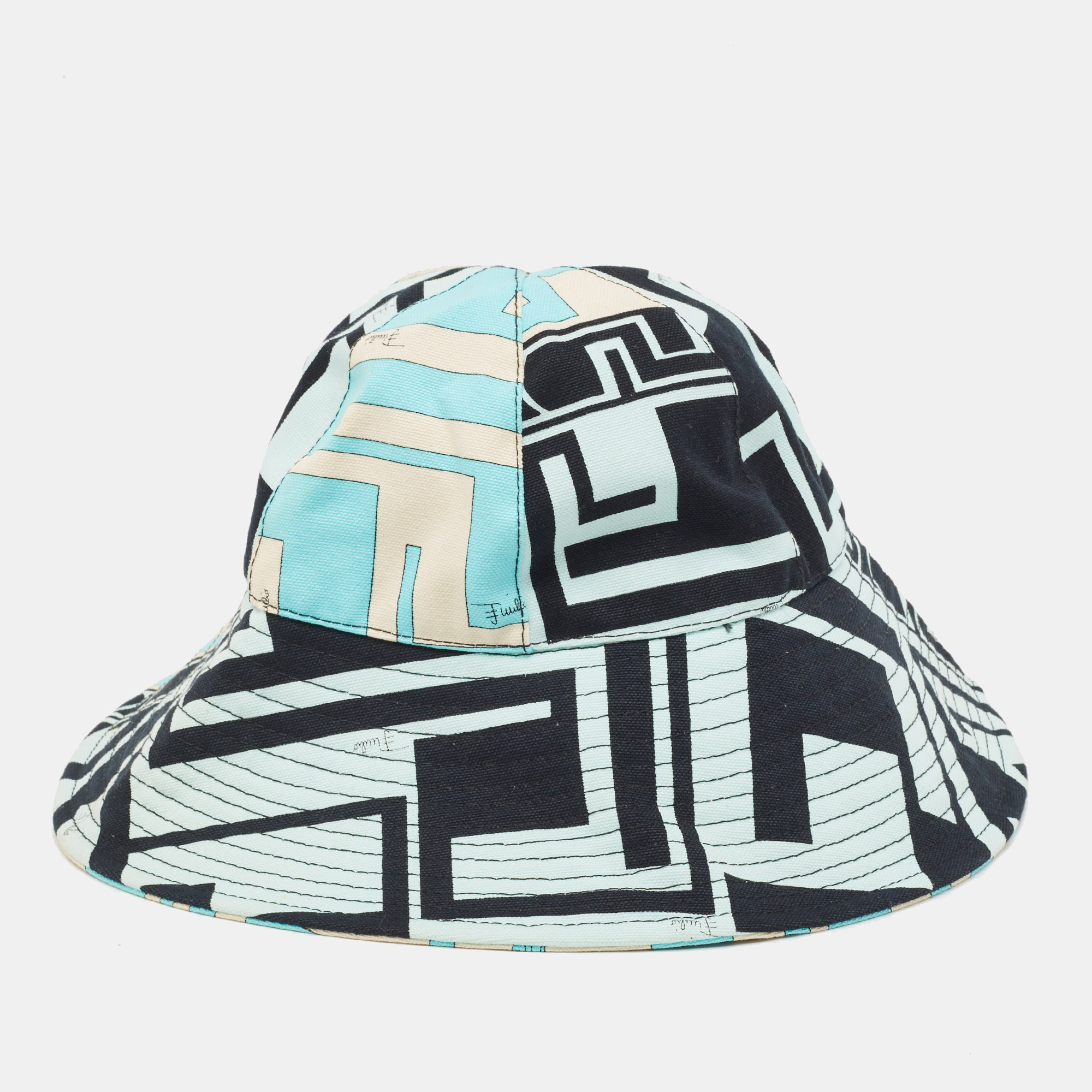 Emilio Pucci Multicolor Print Cotton Bucket Hat Size 54