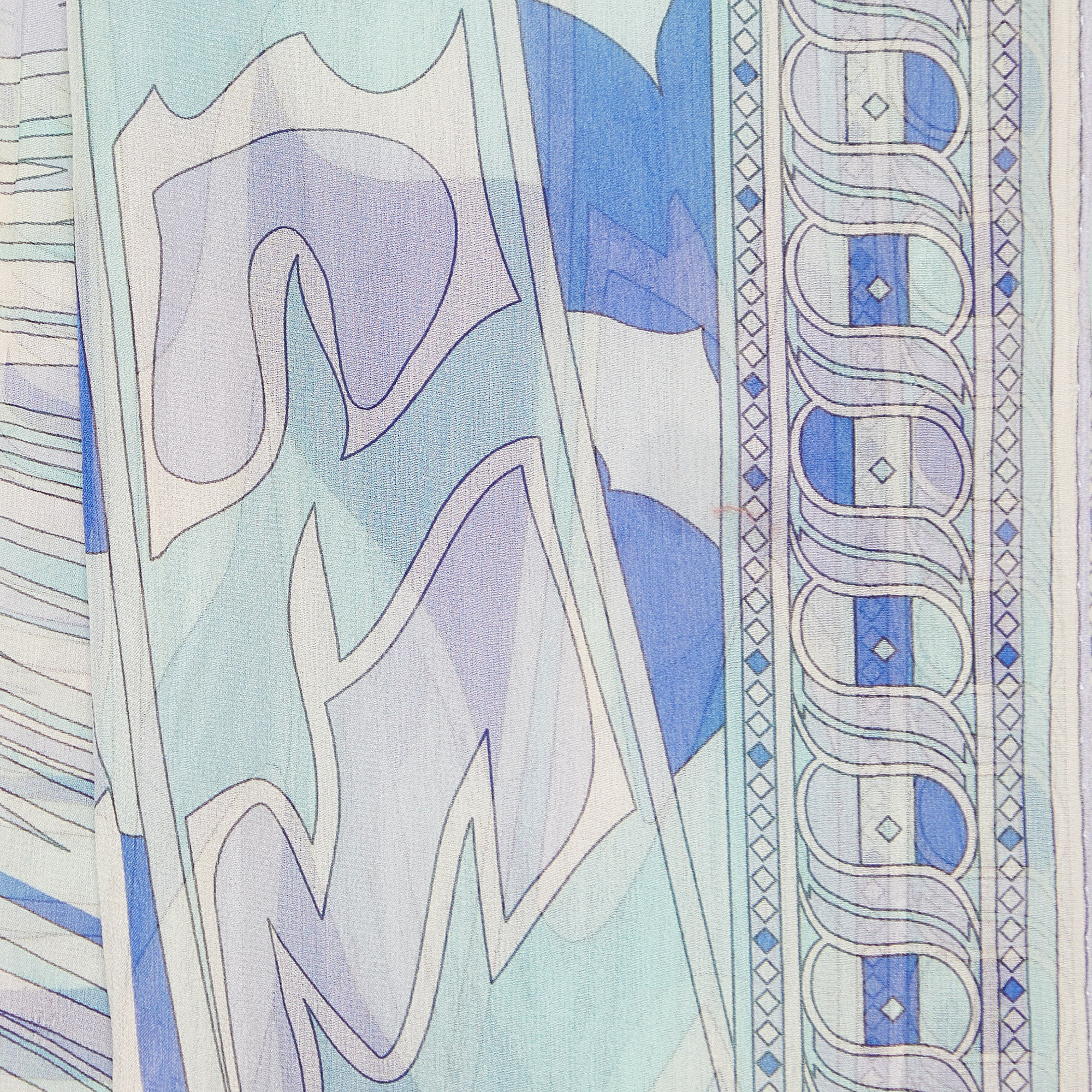 Emilio Pucci Blue Abstract Print Silk Stole