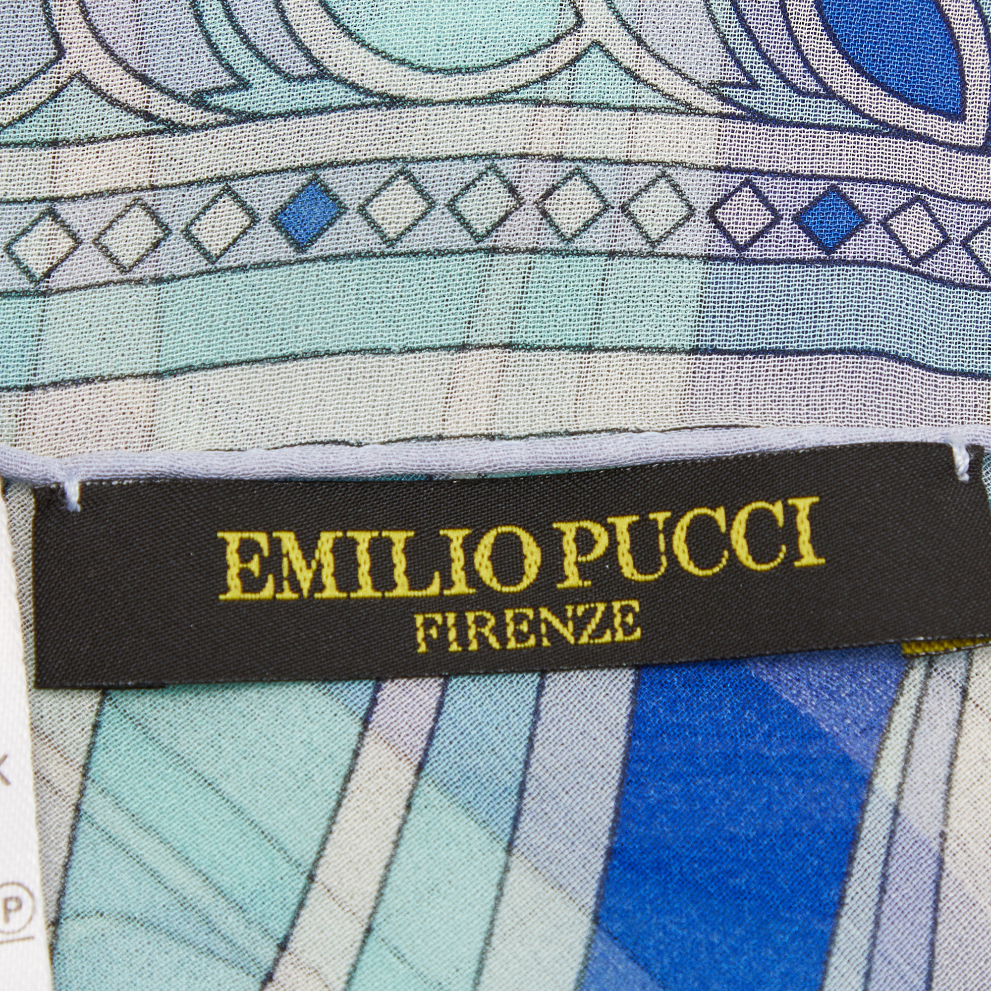 Emilio Pucci Blue Abstract Print Silk Stole