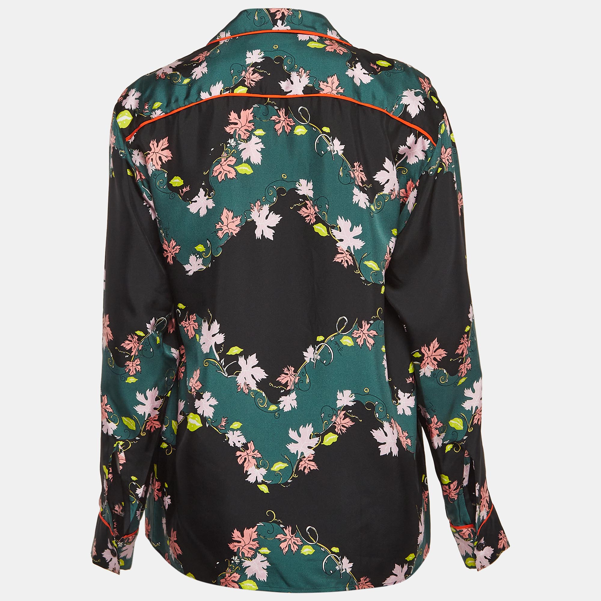 Emilio Pucci Green/Black Printed Silk Shirt S