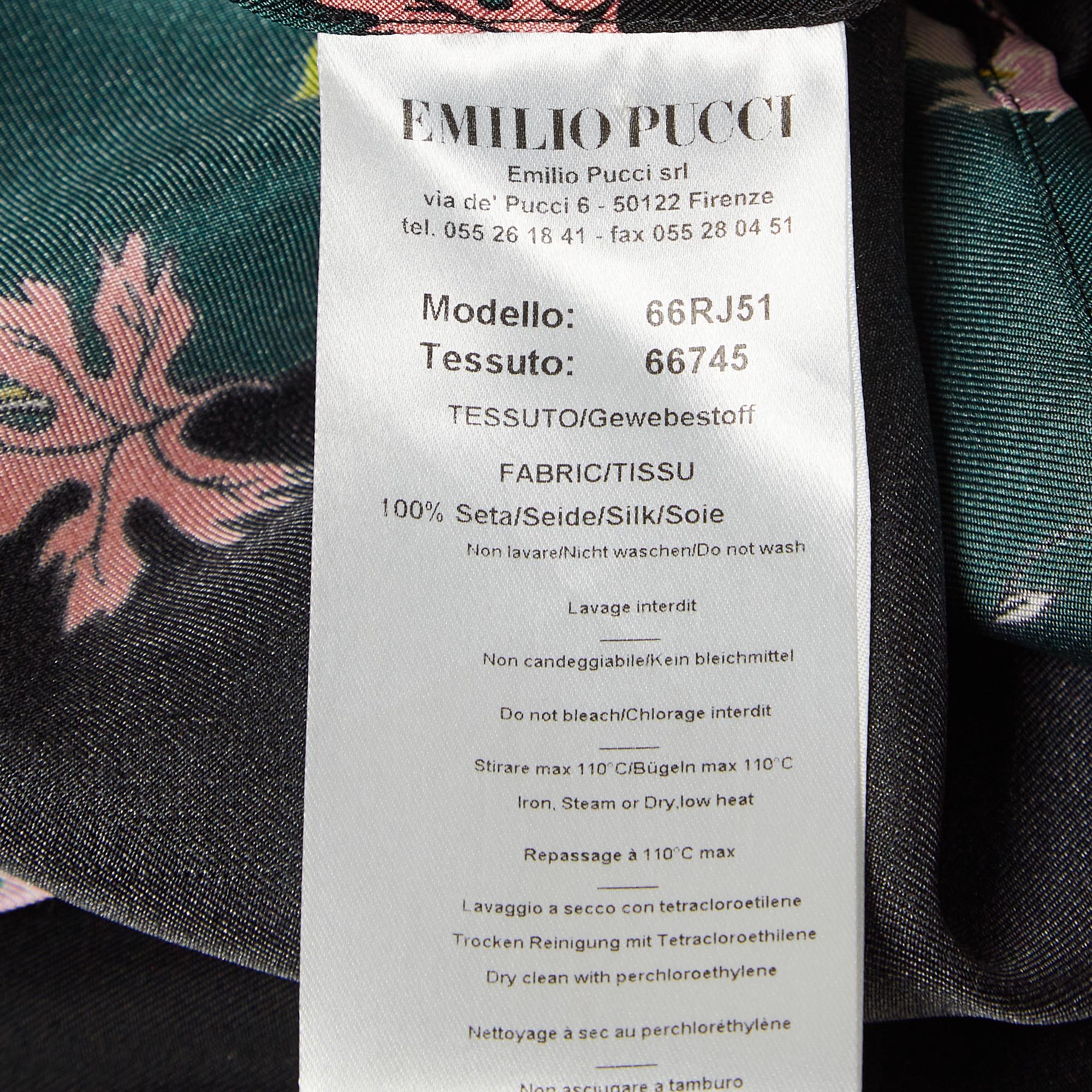 Emilio Pucci Green/Black Printed Silk Shirt S