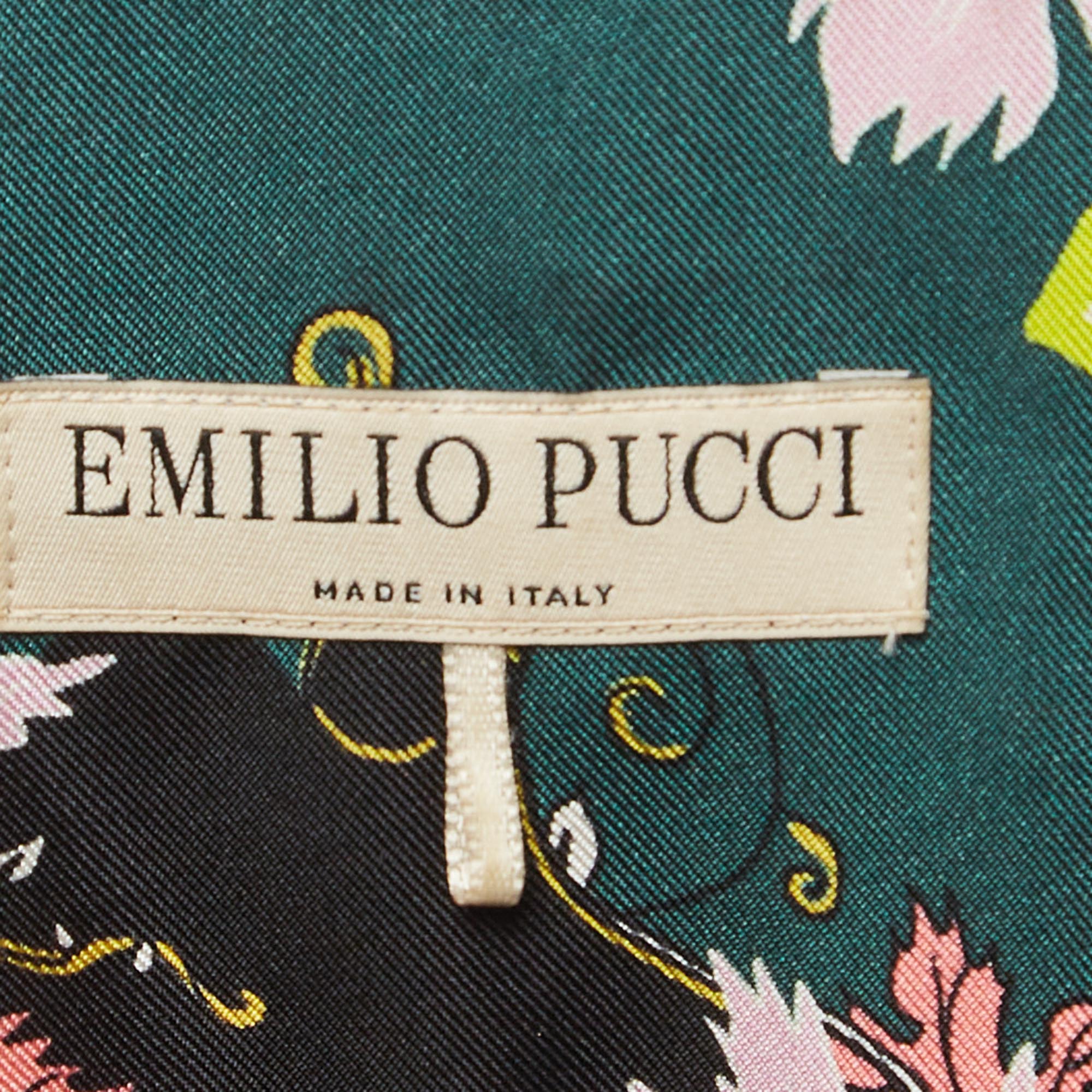 Emilio Pucci Green/Black Printed Silk Shirt S