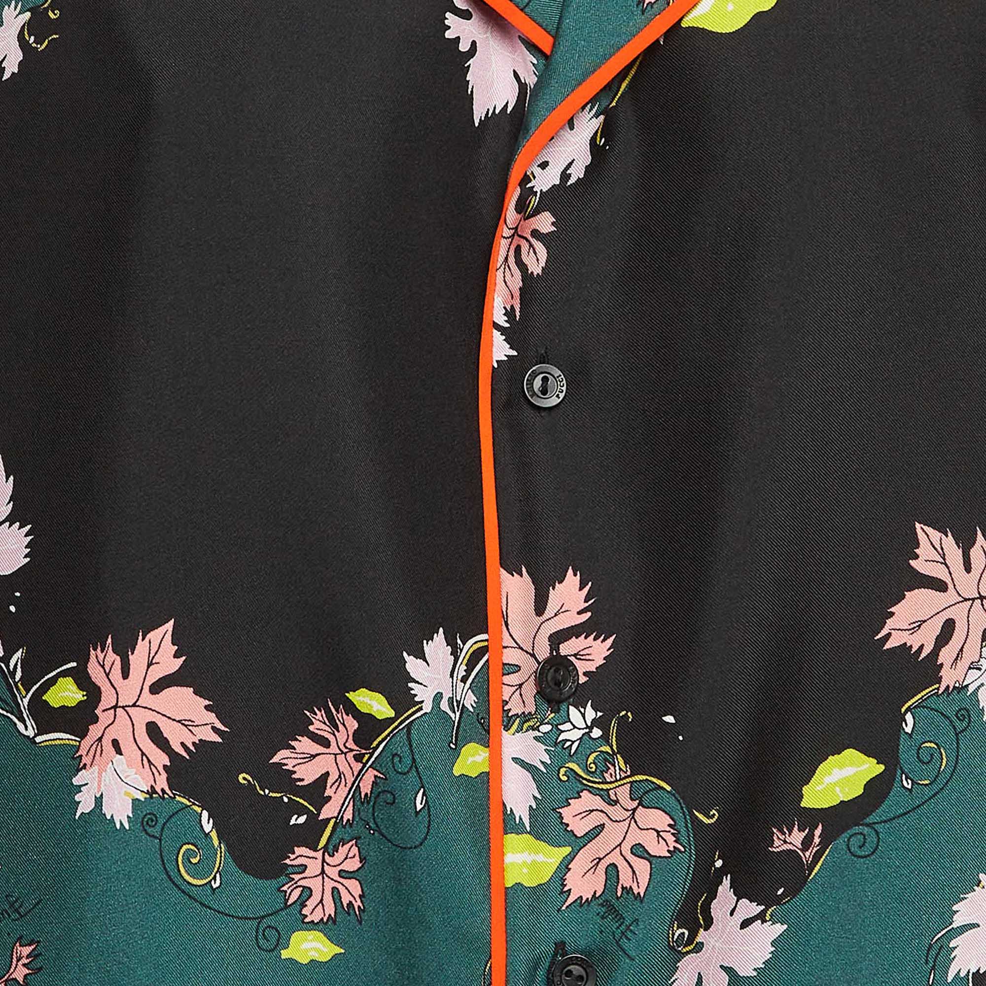 Emilio Pucci Green/Black Printed Silk Shirt S