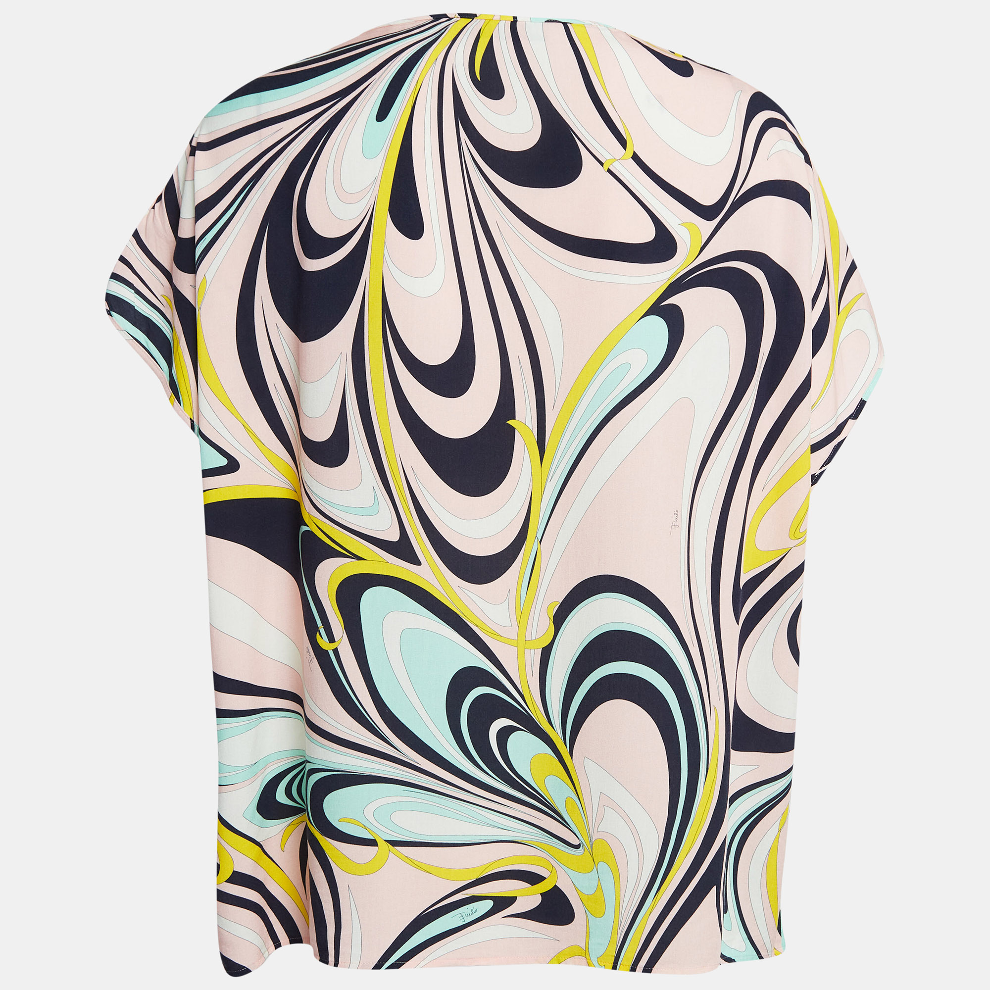 Emilio Pucci Pink Printed Crepe Fluilio Top L