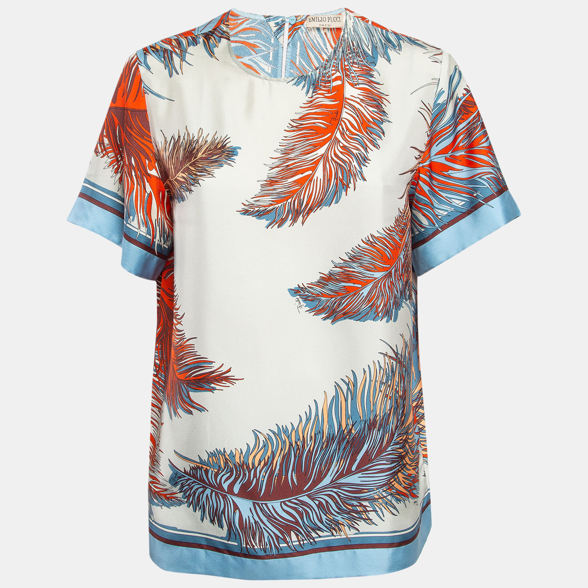 Emilio Pucci Multicolor Tropical Print Silk Top S