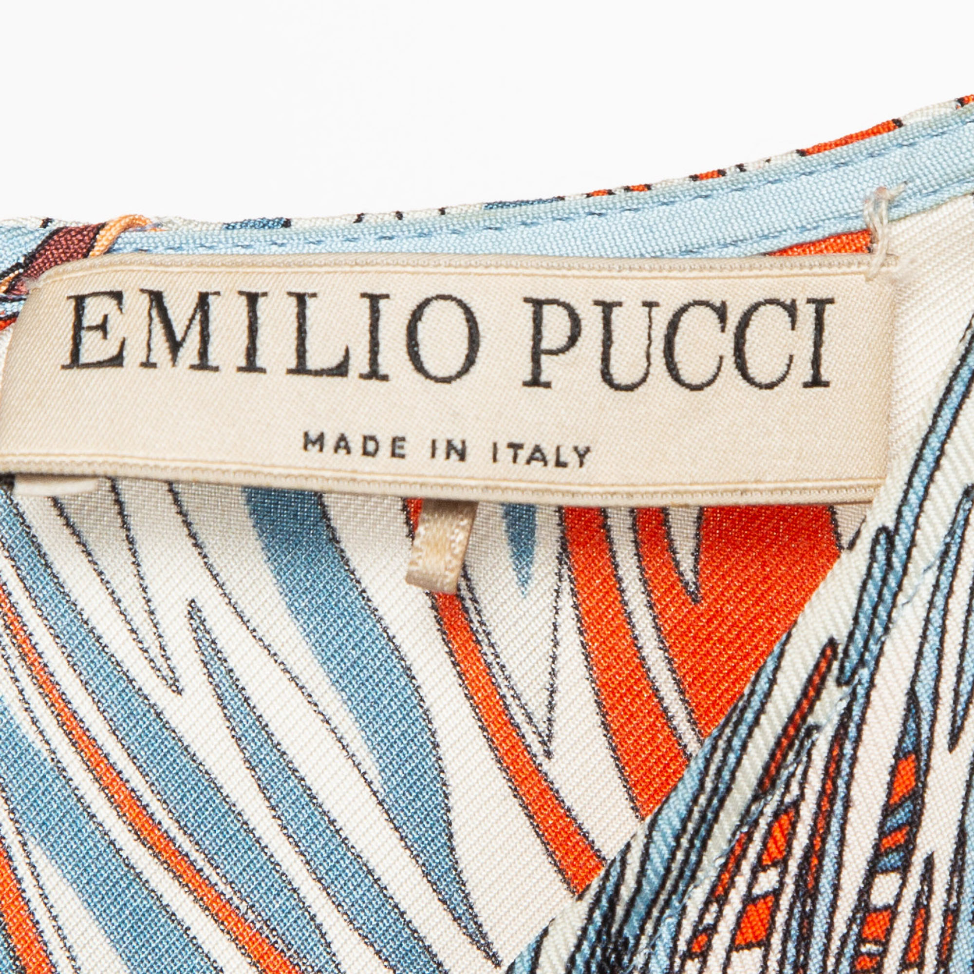 Emilio Pucci Multicolor Tropical Print Silk Top S