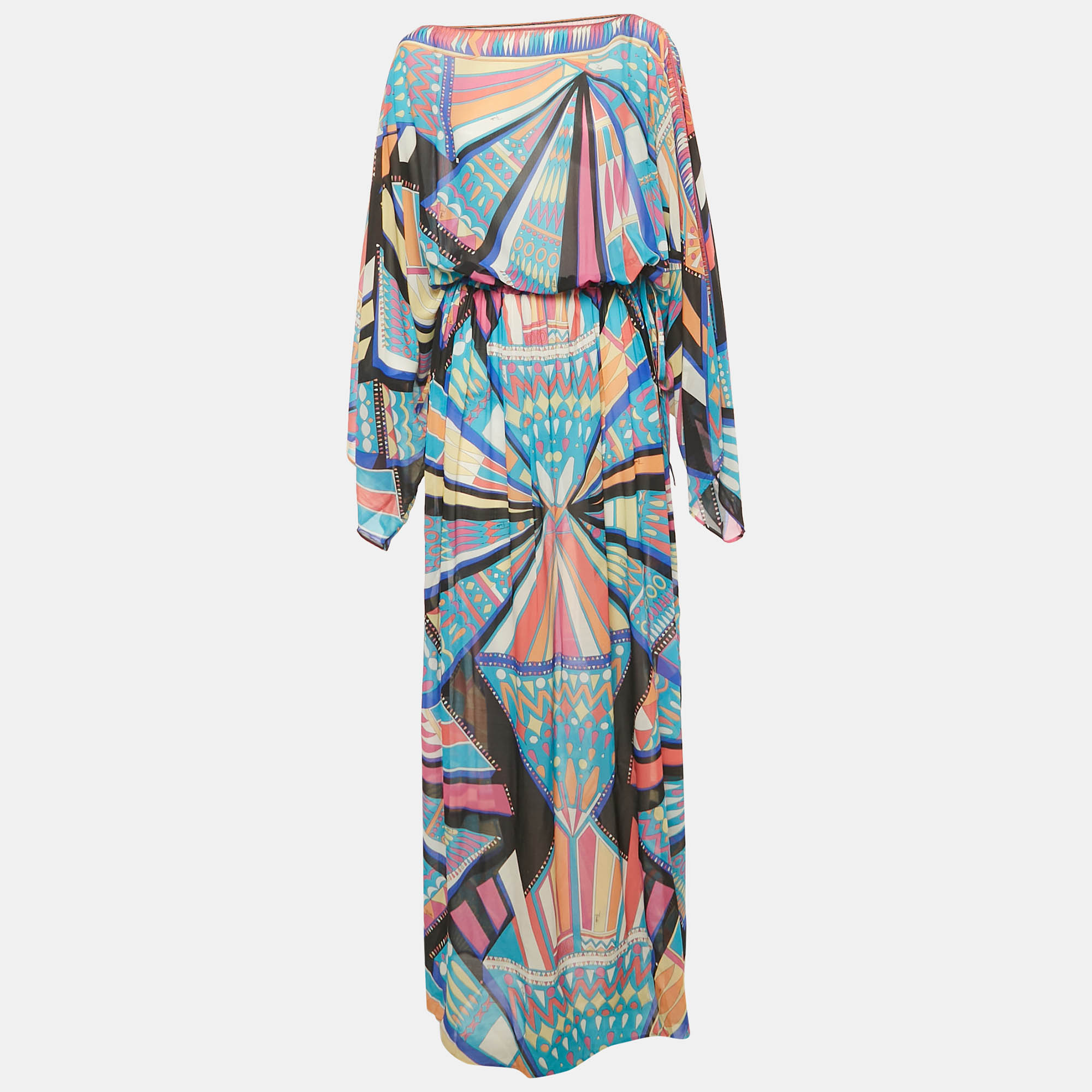 Printed Chiffon Elasticized Waist Maxi Dress S - Emilio Pucci - Modalova