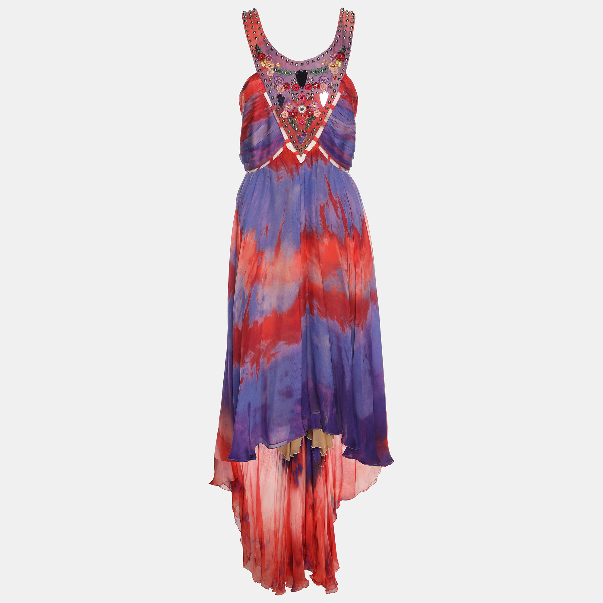 Tie Dye Chiffon Beads Embellished Long Dress M - Emilio Pucci - Modalova