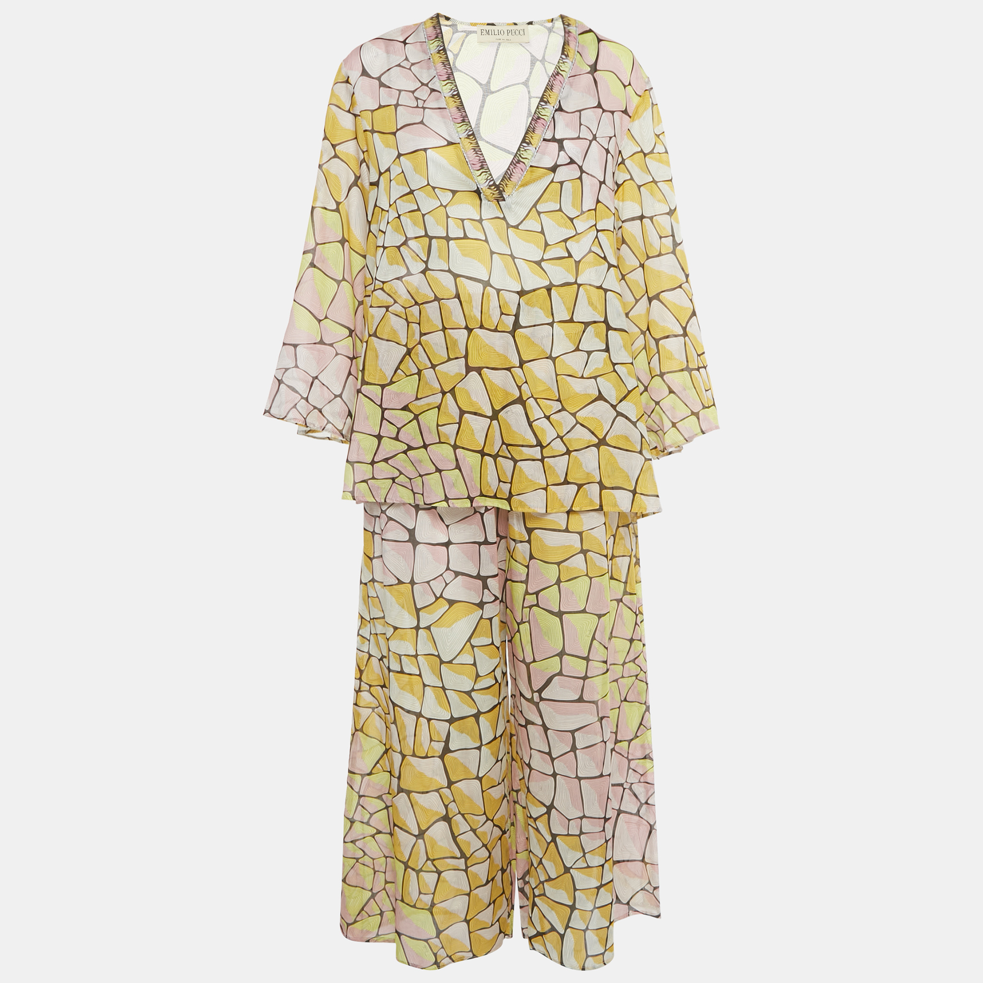 Emilio Pucci Yellow Printed Voile Top and Pants Set M/L
Emilio Pucci Yellow Printed Voile Top and Pants Set M/L