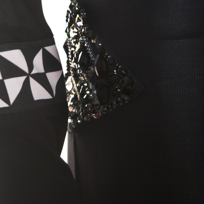 Emilio Pucci Black Knit Crystal Embellished Backless Sheath Dress S