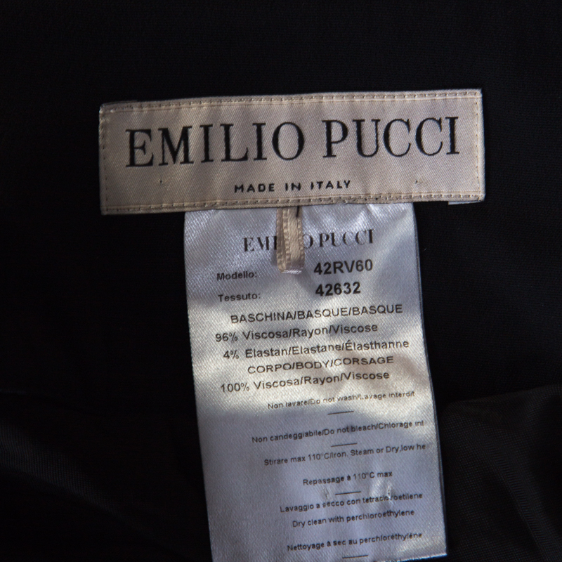 Emilio Pucci Black Draped Jersey Asymmetric Mini Skirt S