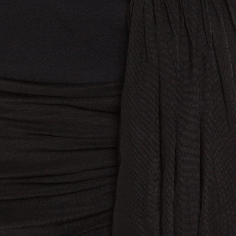 Emilio Pucci Black Draped Jersey Asymmetric Mini Skirt S