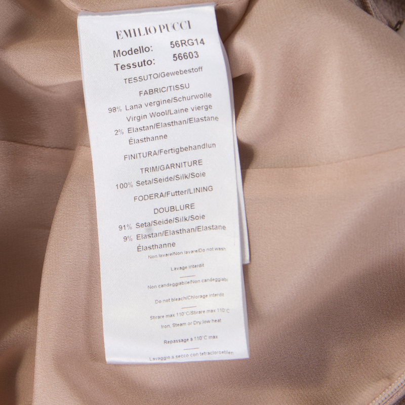 Emilio Pucci Blush Pink Wool Contrast Bodice Tie Detail Short Sleeve Dress M