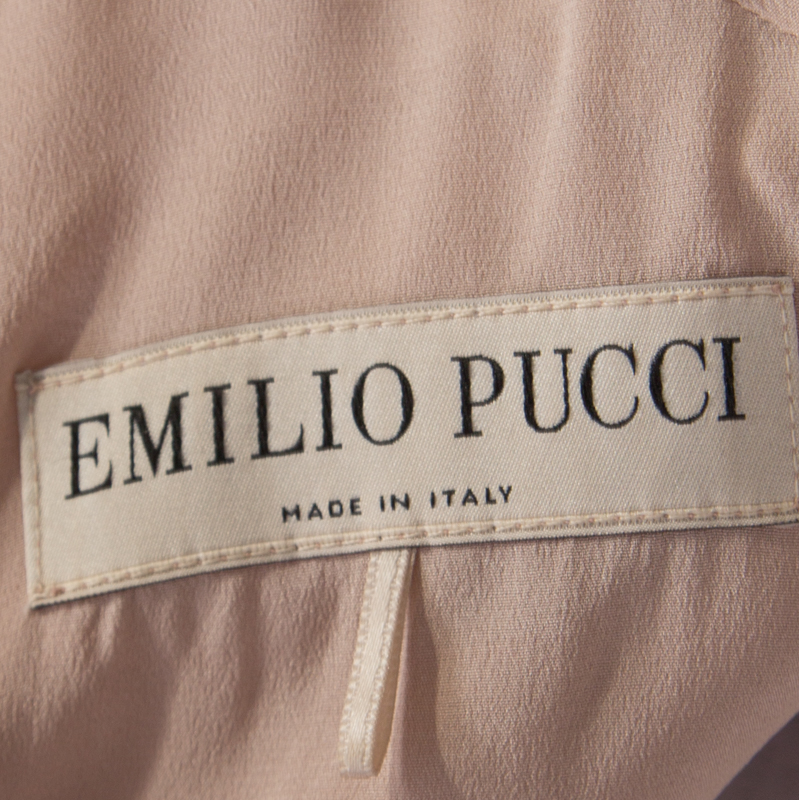 Emilio Pucci Blush Pink Wool Contrast Bodice Tie Detail Short Sleeve Dress M