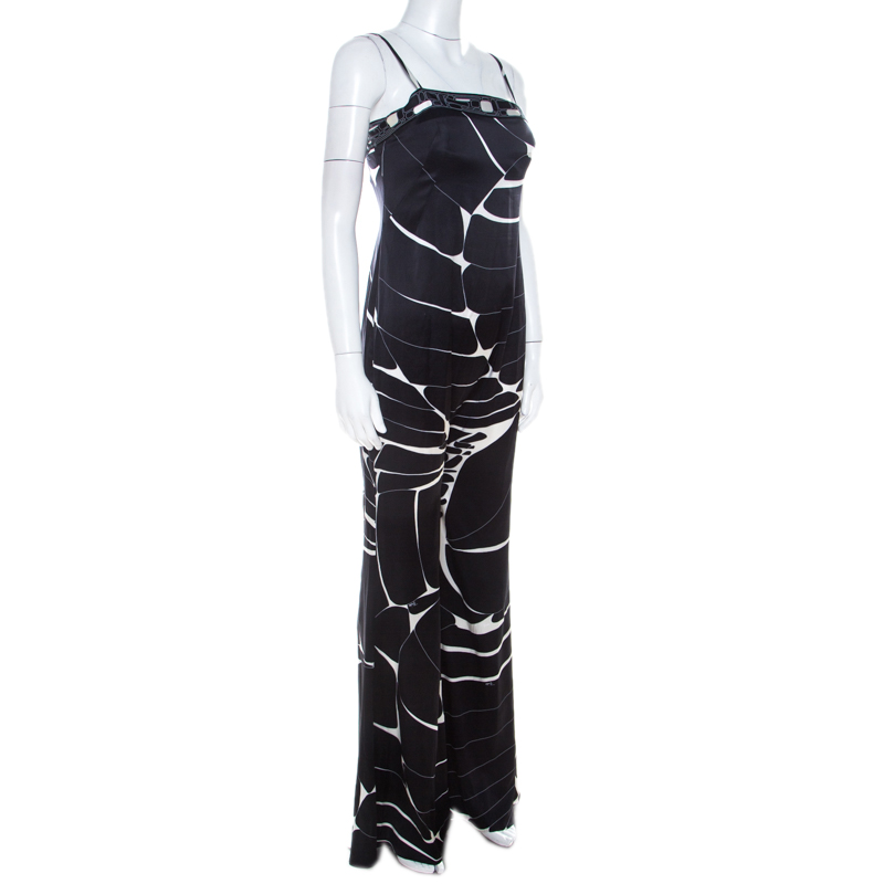 

Emilio Pucci Monochrome Abstract Print Silk Strappy Jumpsuit, Black