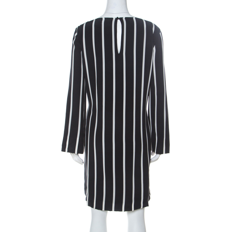 black white vertical striped dress