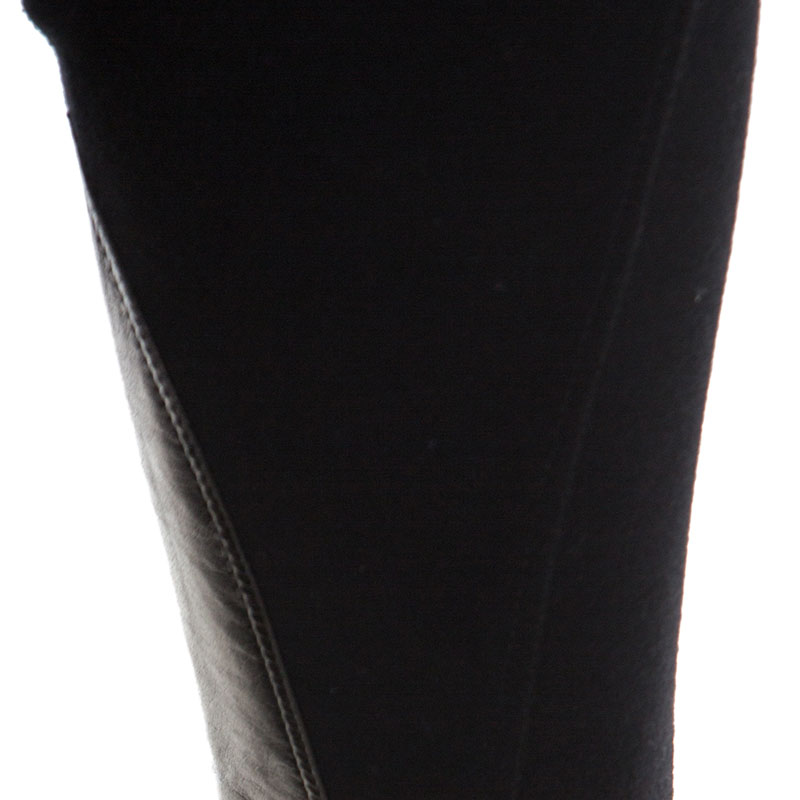 Emilio Pucci Black Stretch Wool Leather Patch Detail Leggings S