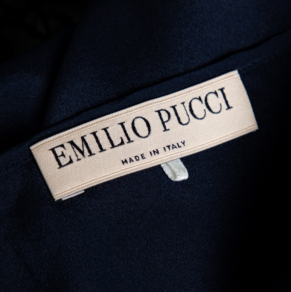 Emilio Pucci Navy Blue Lace Blouse M