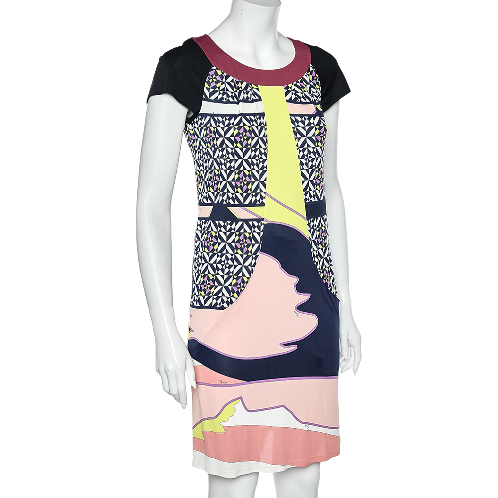 Emilio Pucci Multicolor Printed Jersey Shift Dress S