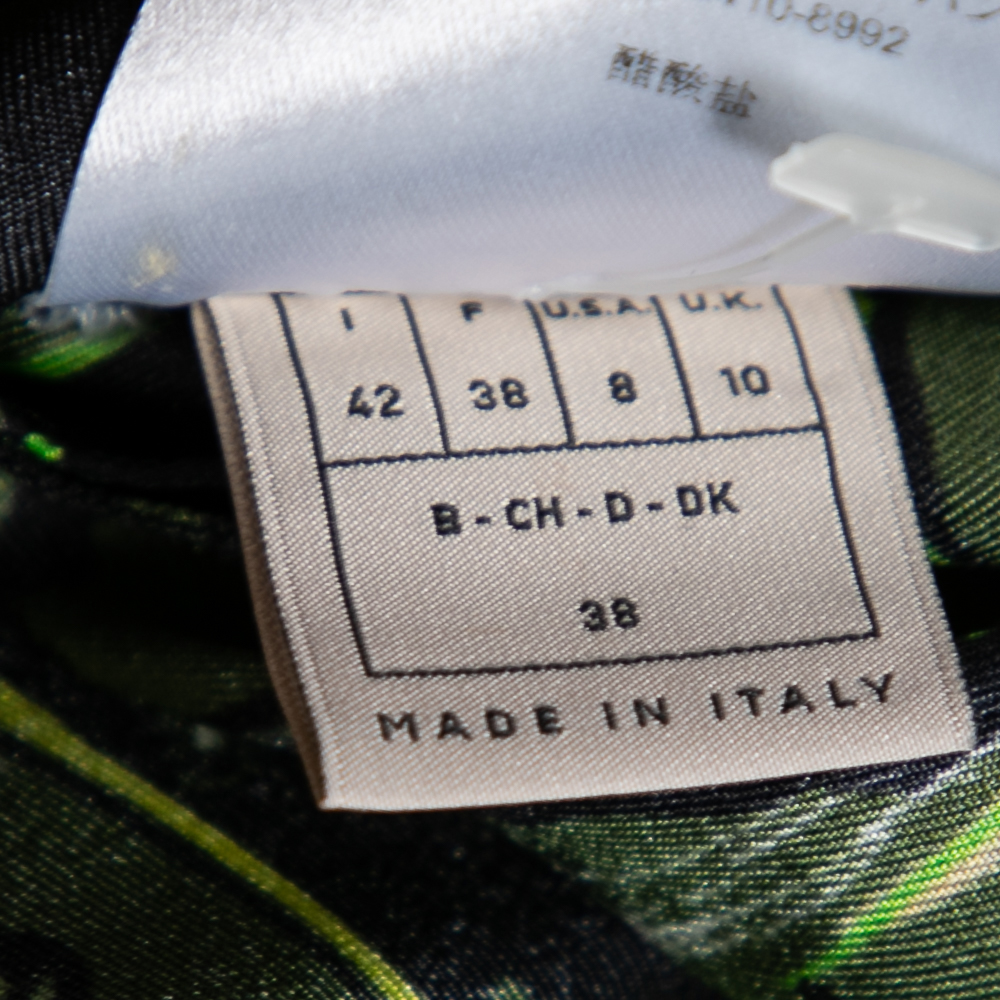 Emilio Pucci Black & Green Bird Printed Silk Shirt M