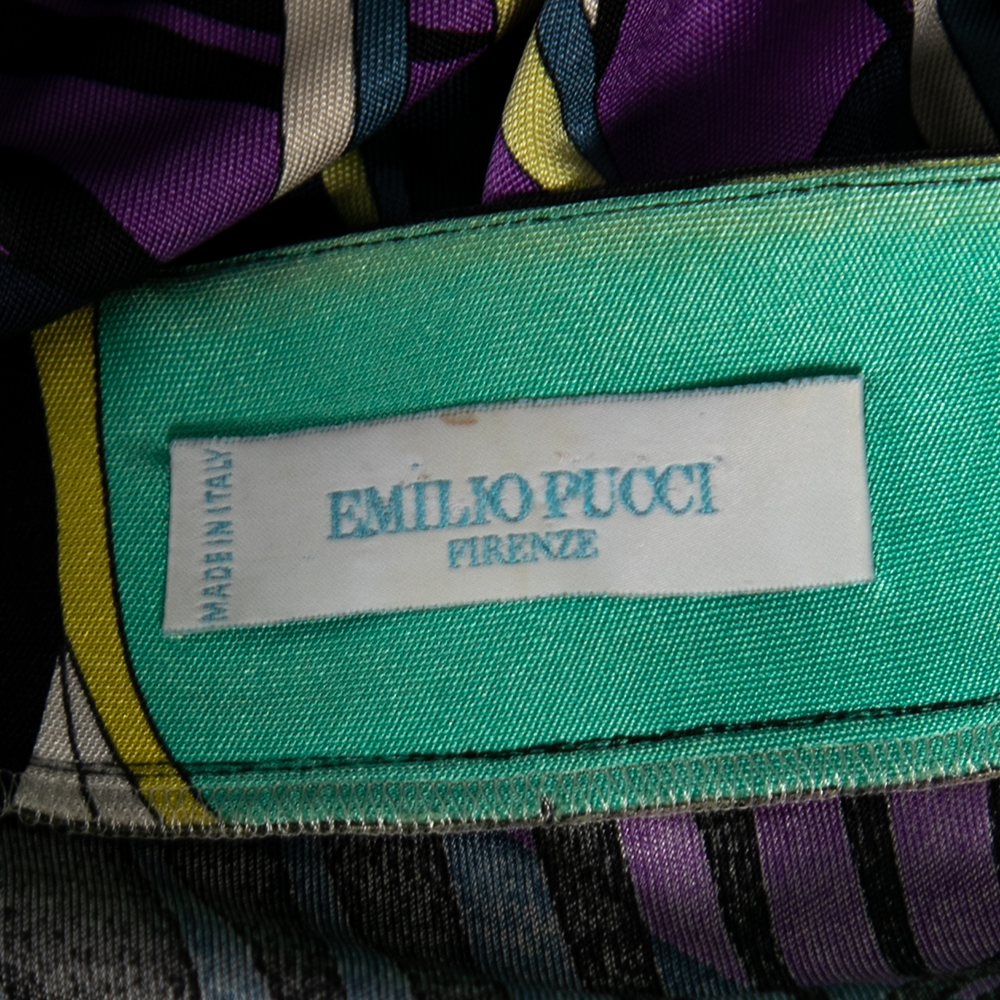 Emilio Pucci Multicolor Floral Print Silk Midi Dress M