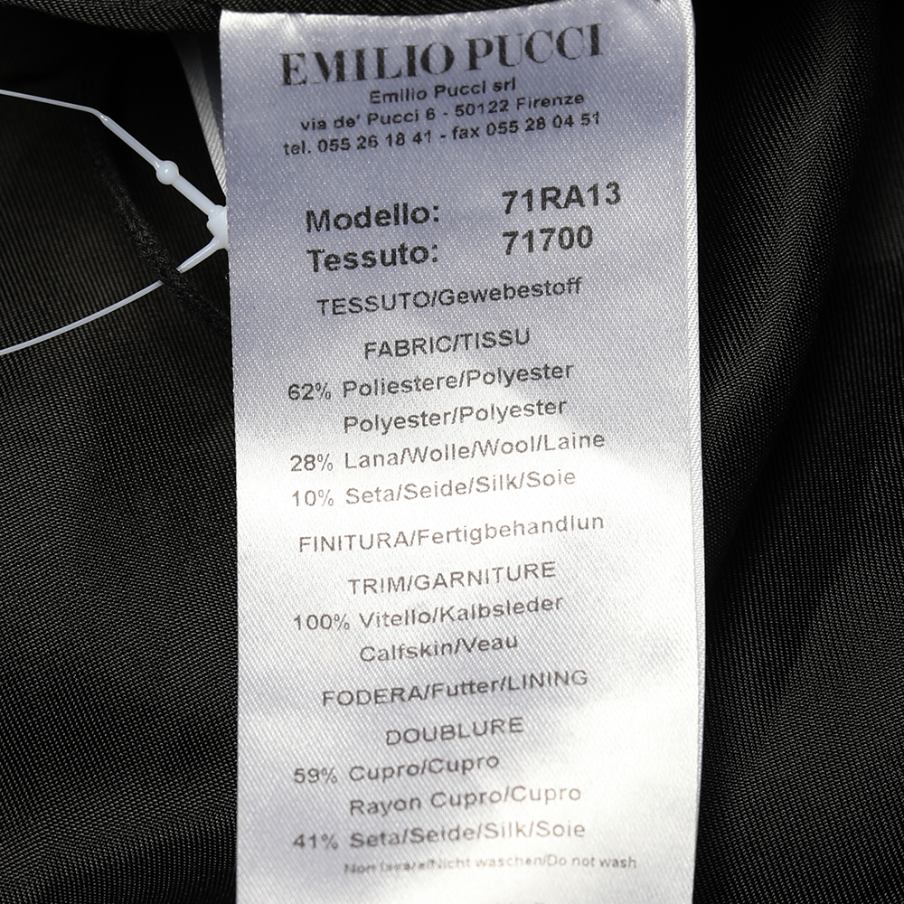 Emilio Pucci Black Leaf Jacquard Button Front Oversized Coat S